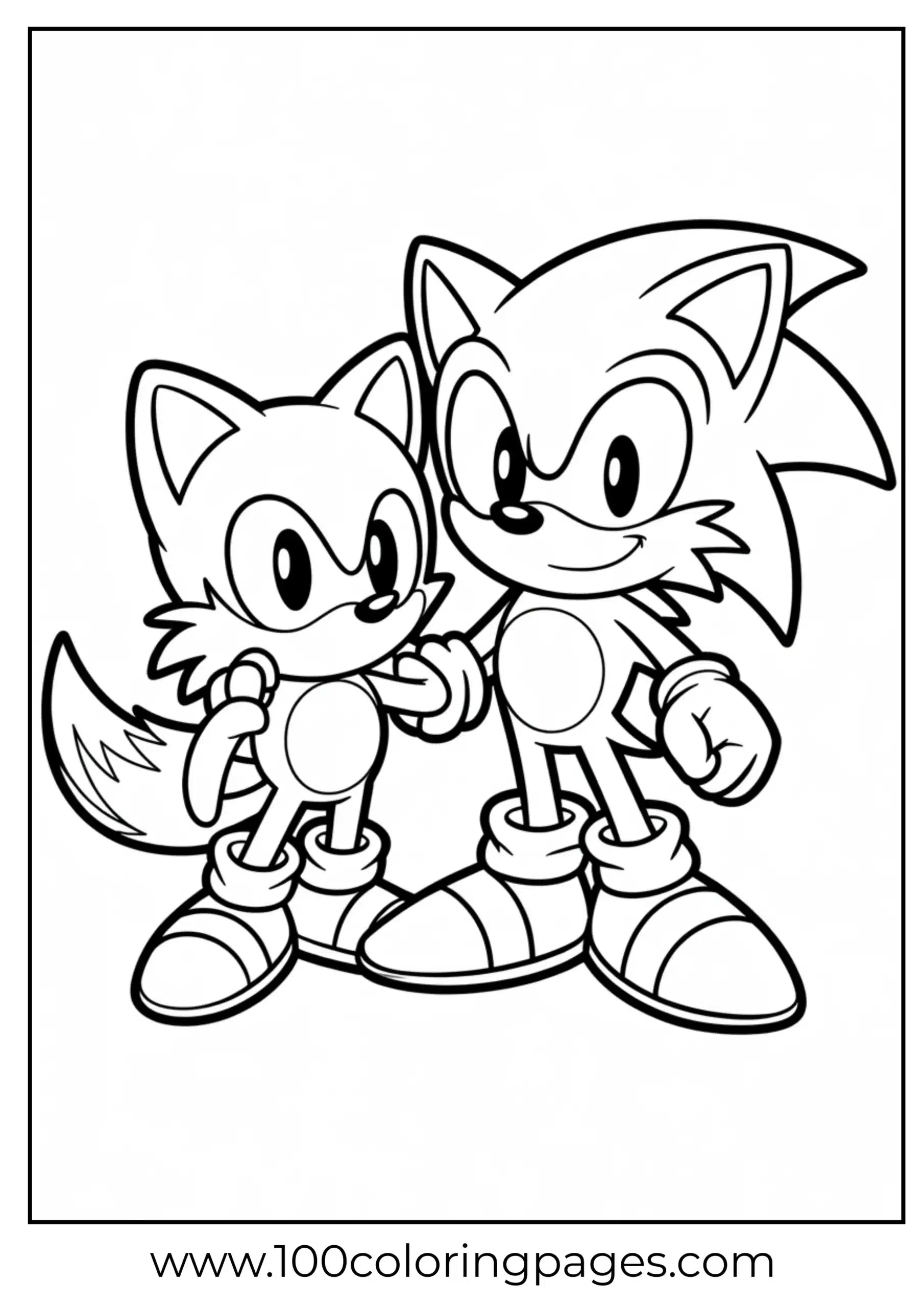 Sonic and Tails together as coloring page