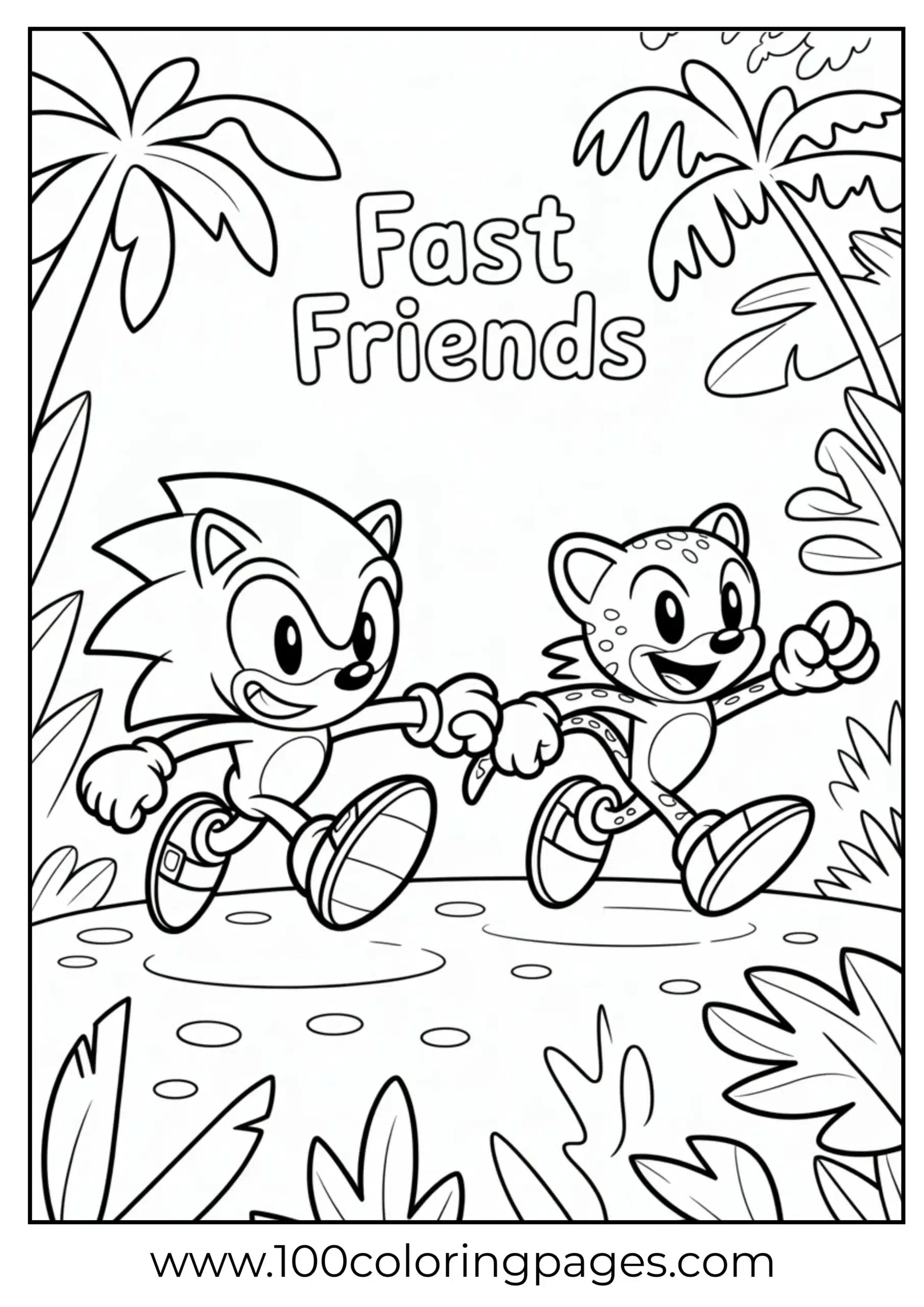 Sonic racing a cheetah coloring page