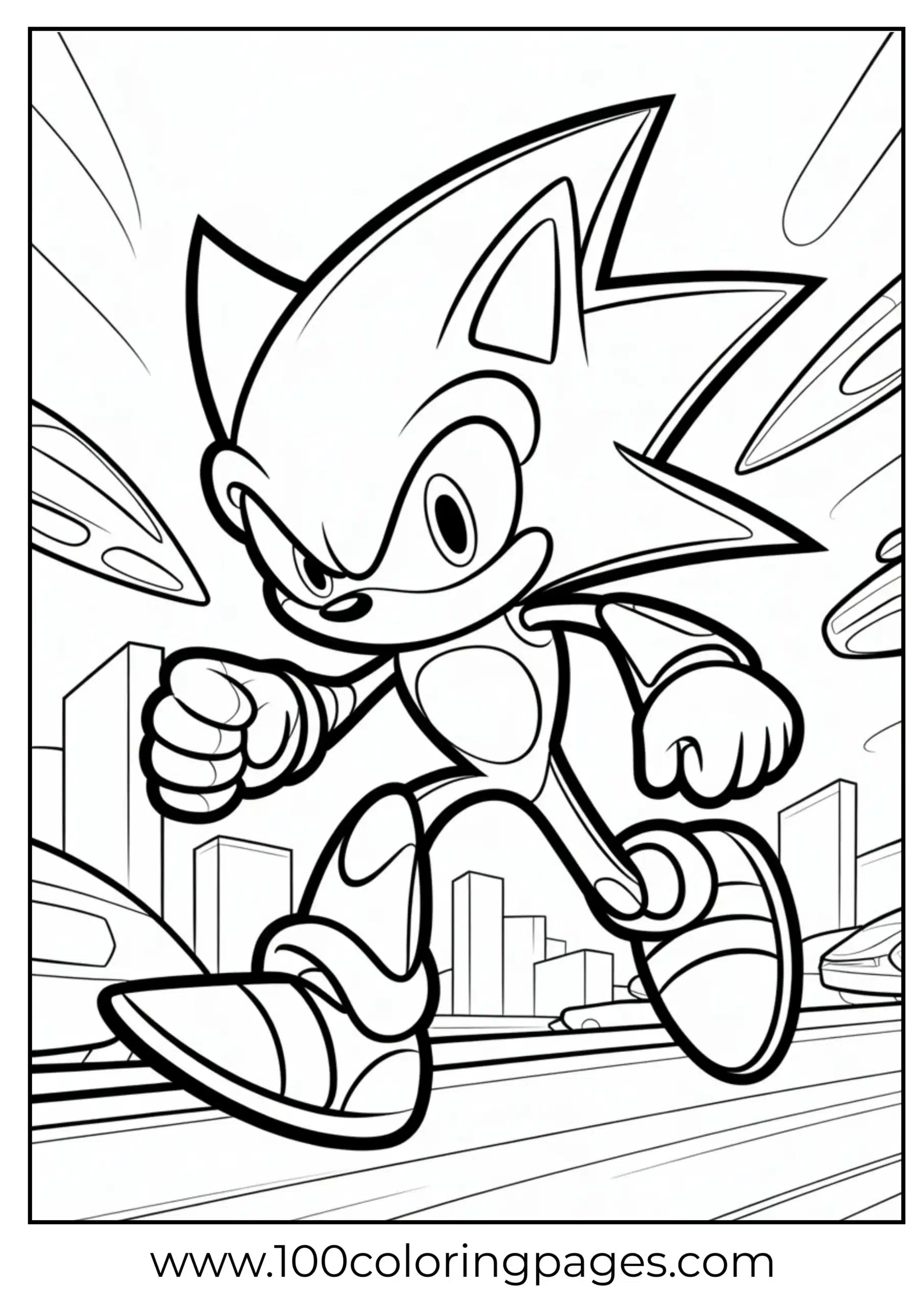 Robotic Sonic futuristic pose coloring page