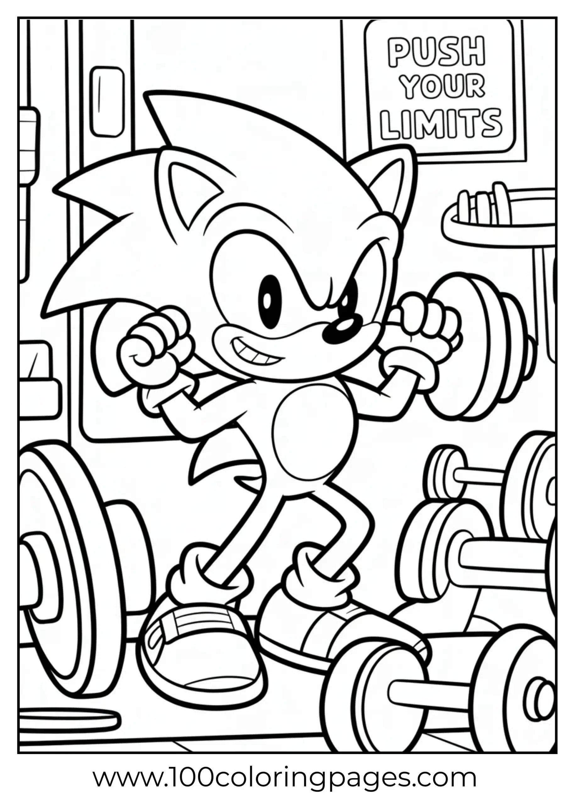 Sonic lifting weights coloring page
