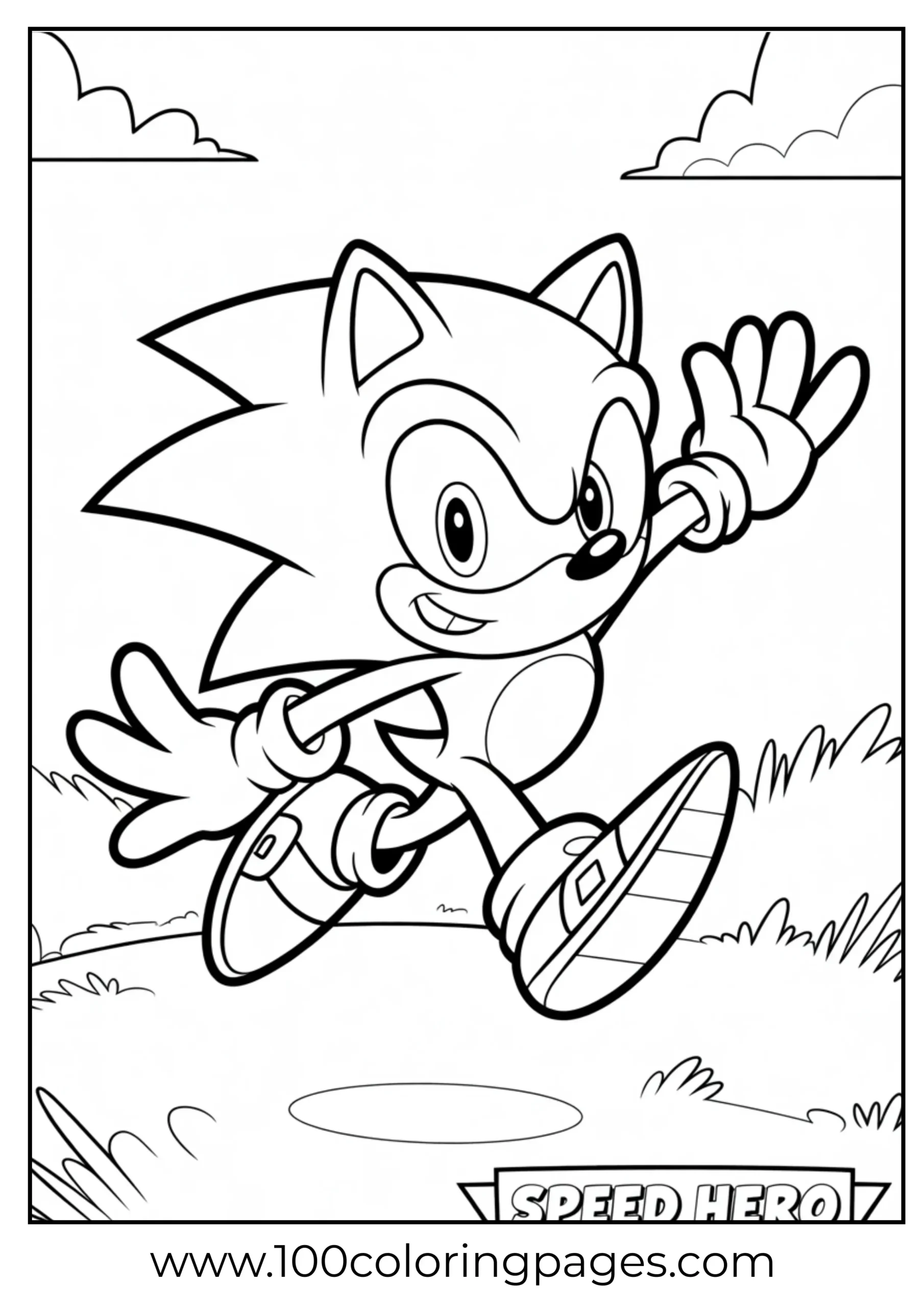 Sonic performing handstand coloring page