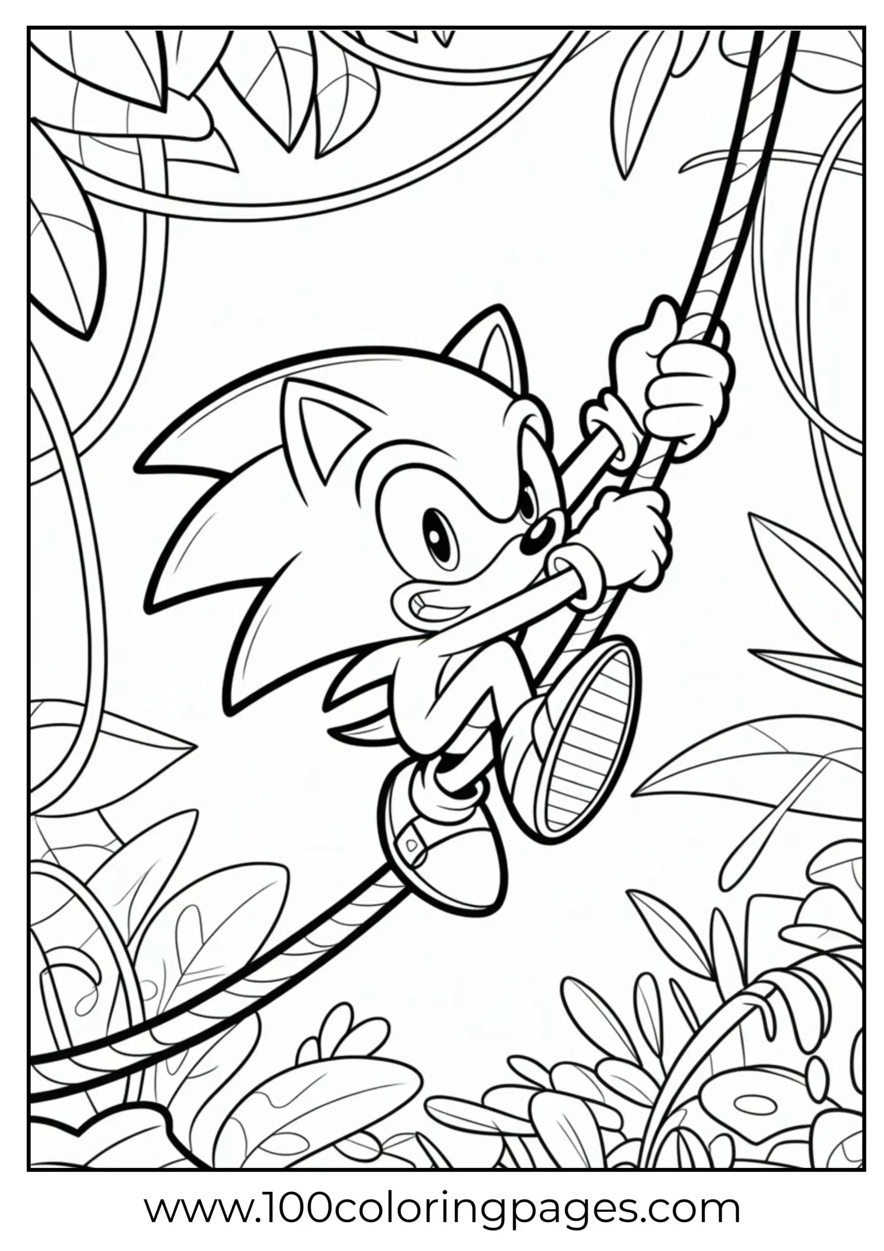 Sonic climbing rope with effort coloring page