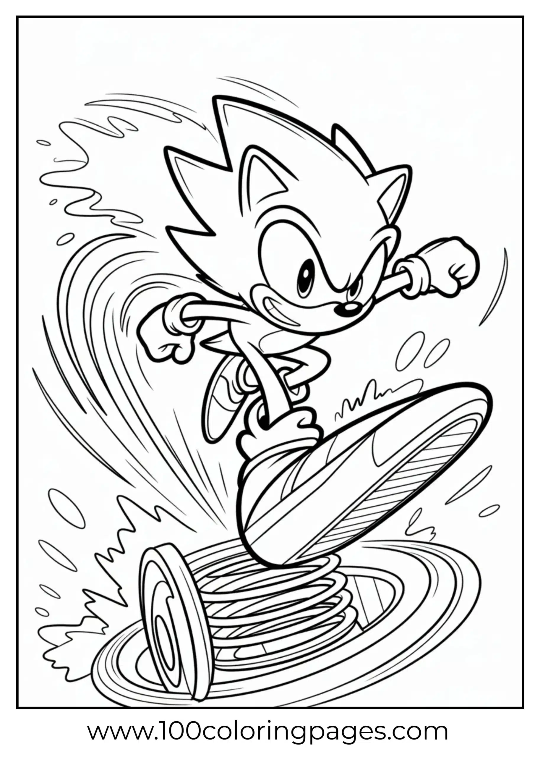 Sonic jumping from spring coloring page