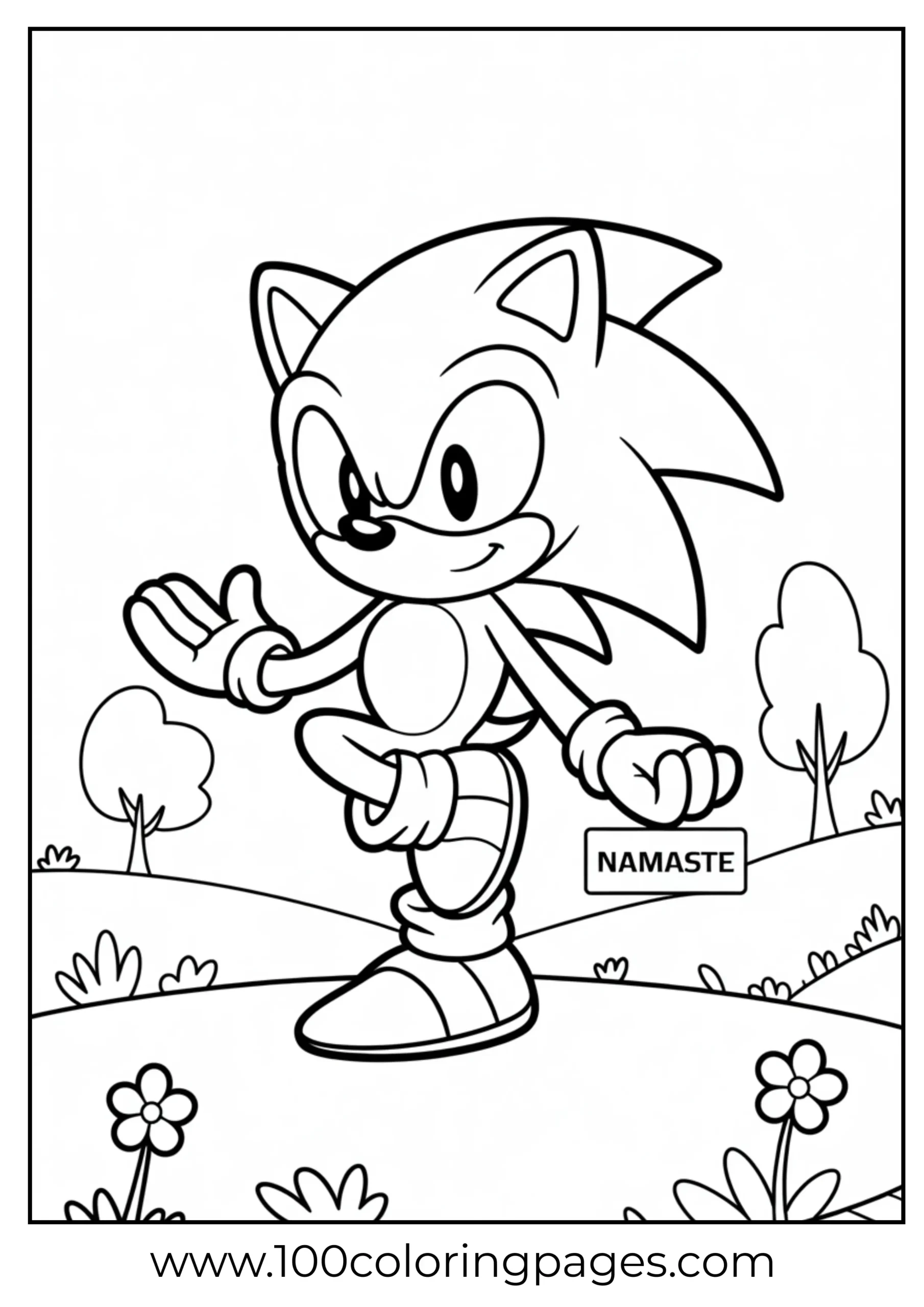 Sonic in yoga balance pose coloring page