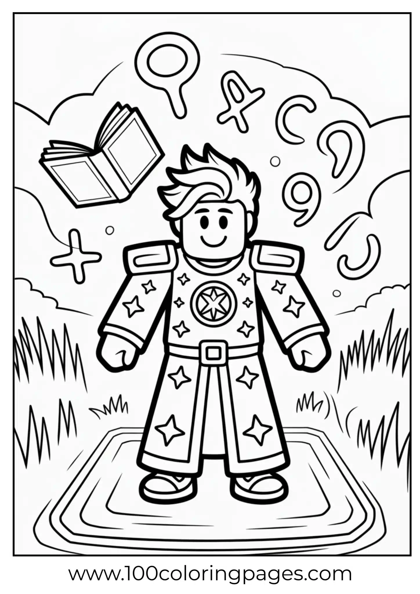 Space explorer with magical elements in a fun coloring page