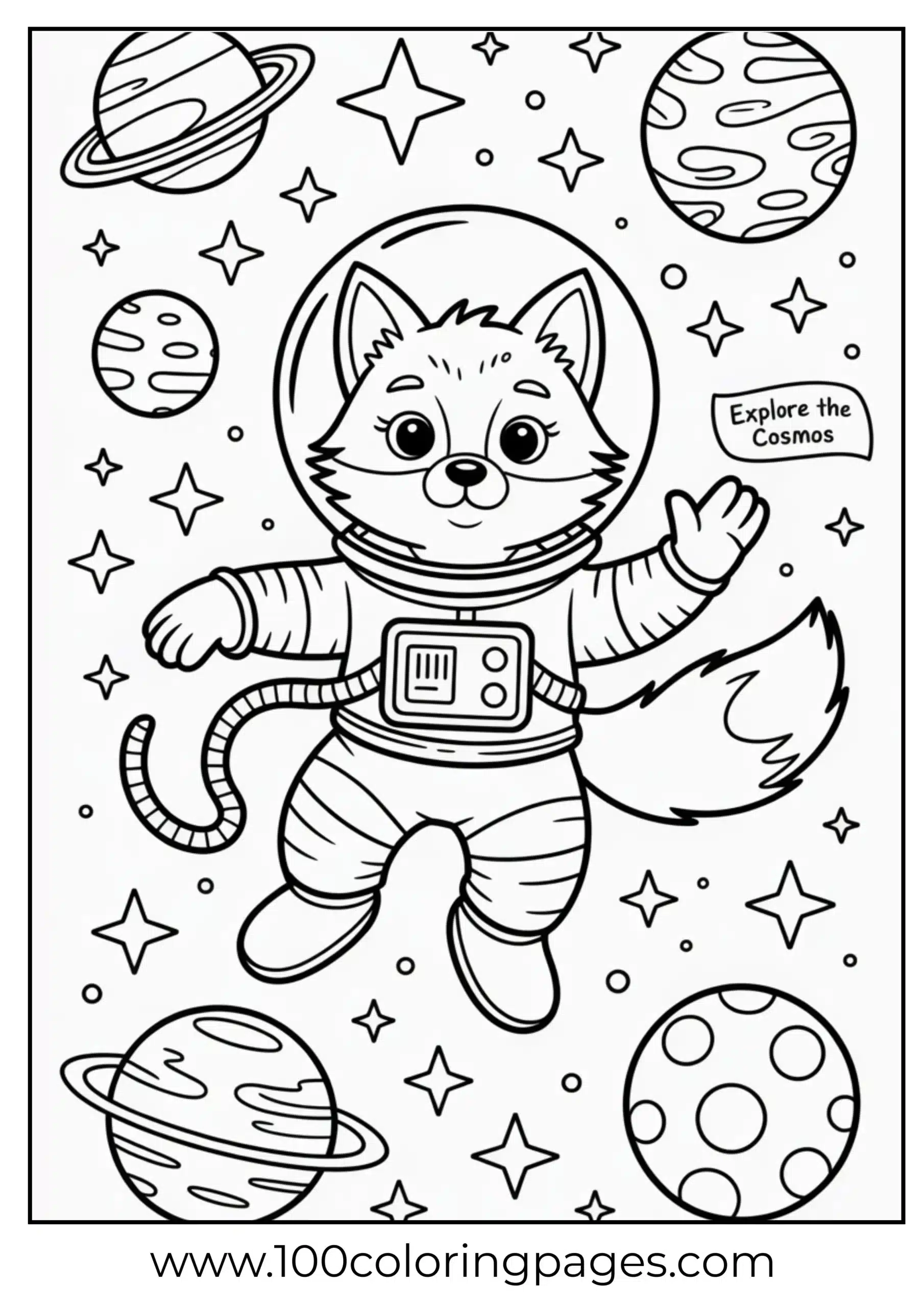 Fox astronaut floating in space