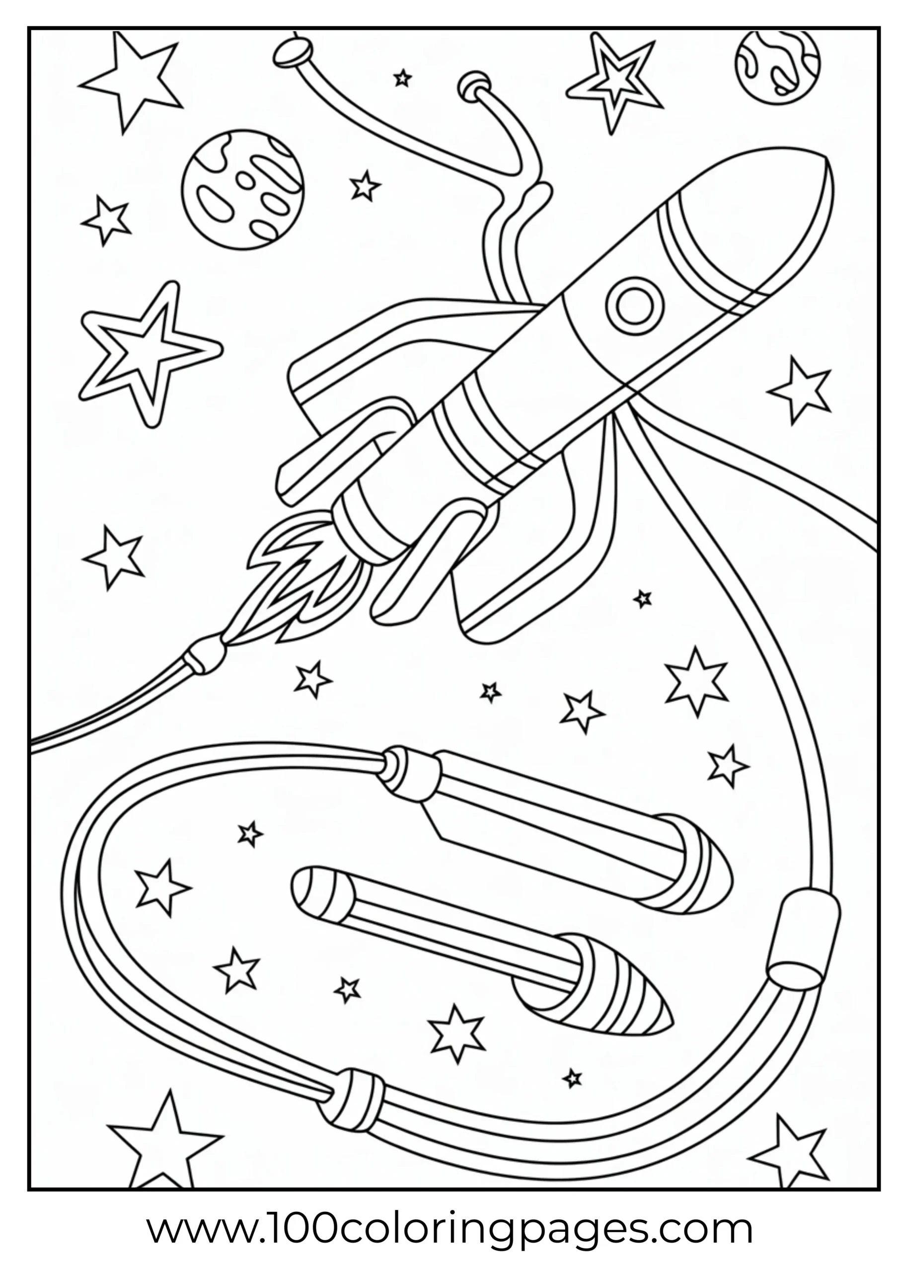 Rocket fueling satellite coloring page