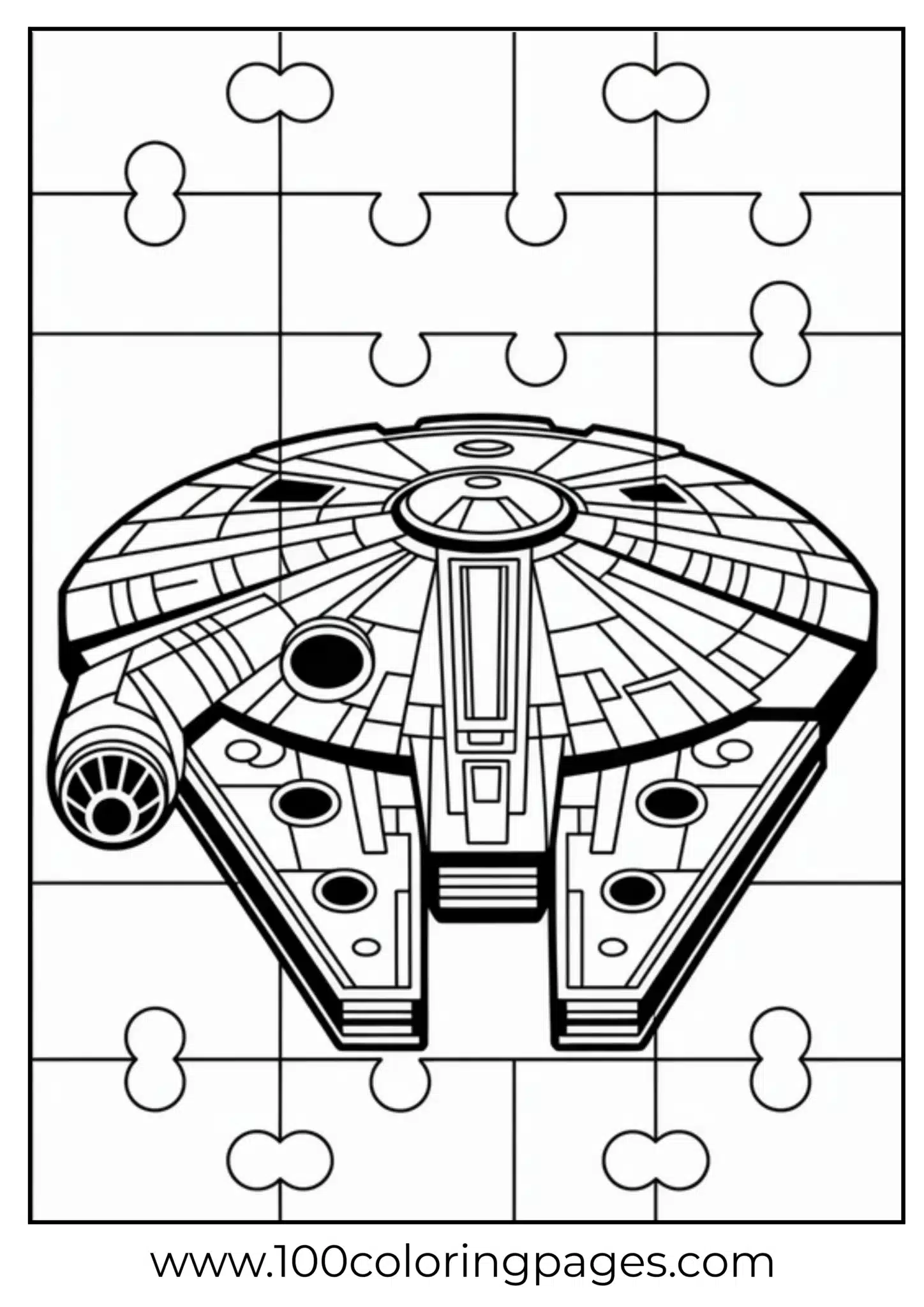Spacecraft shaped puzzle coloring page for creative fun