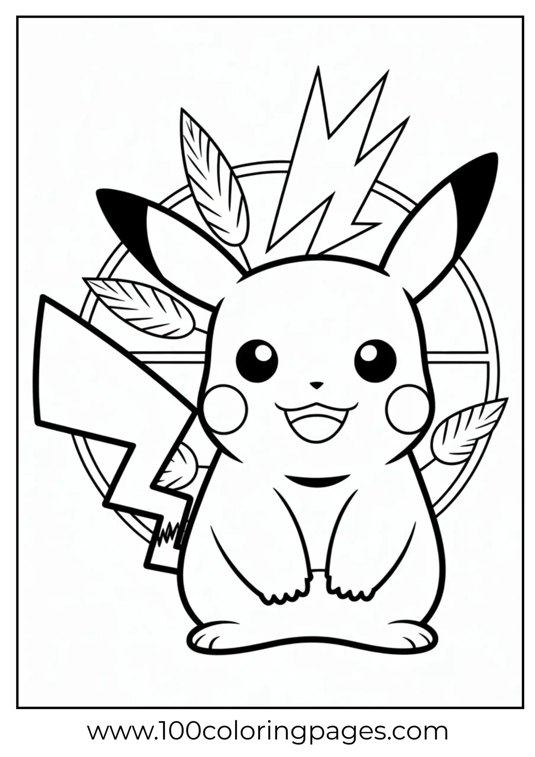 Pikachu sitting with electric spark behind