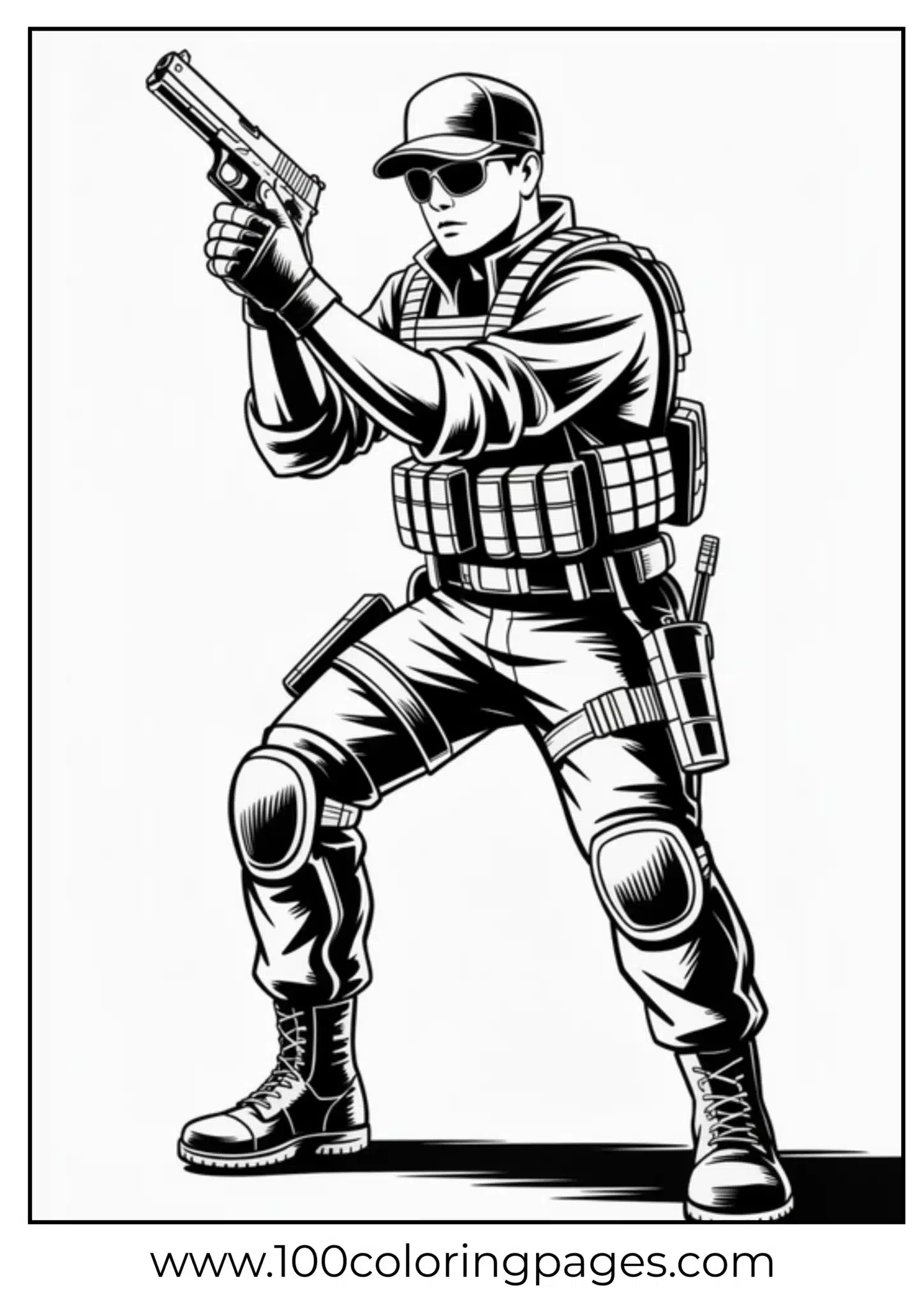 Special agent holding a gun ready for action