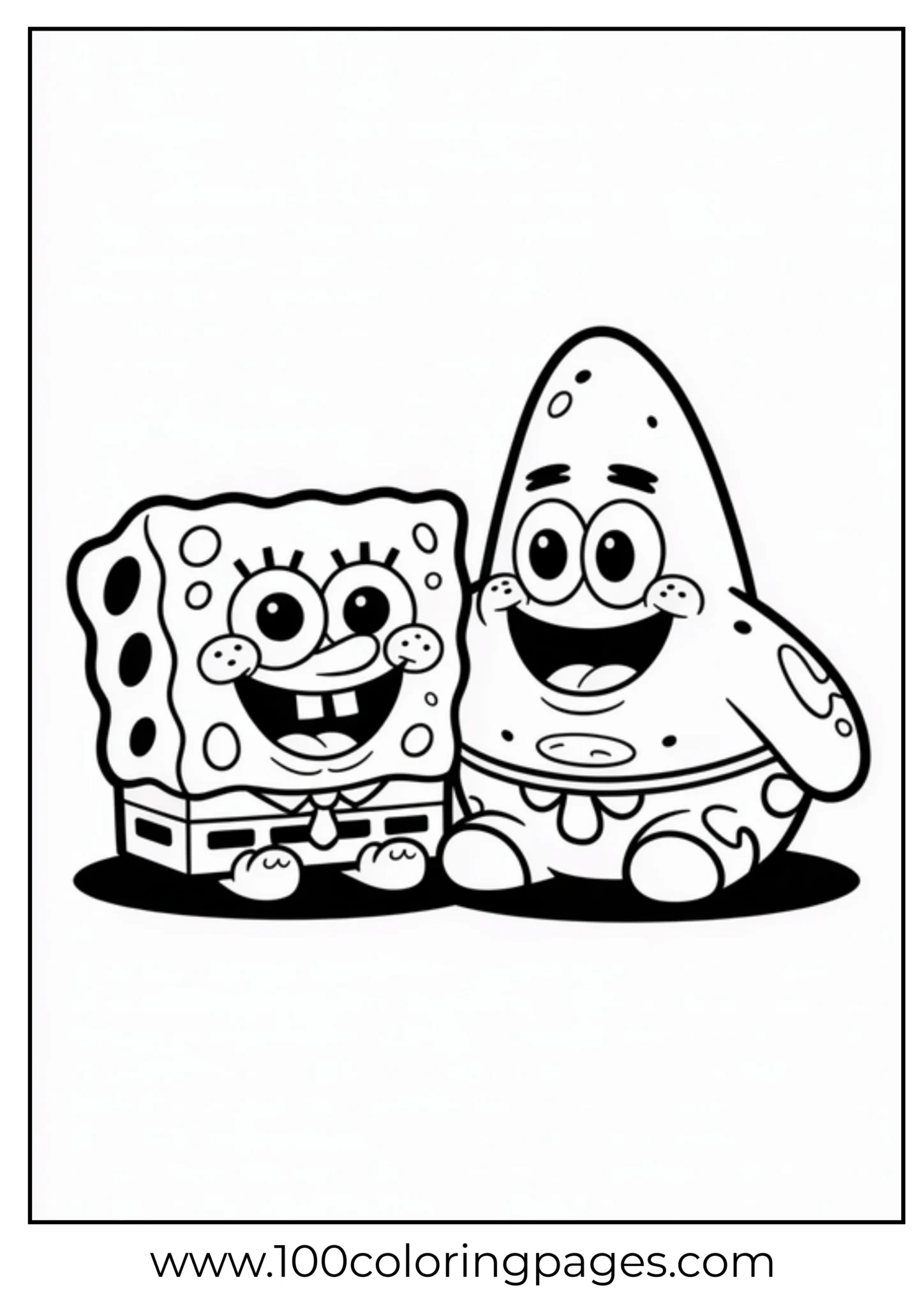 SpongeBob and Patrick smiling together for coloring