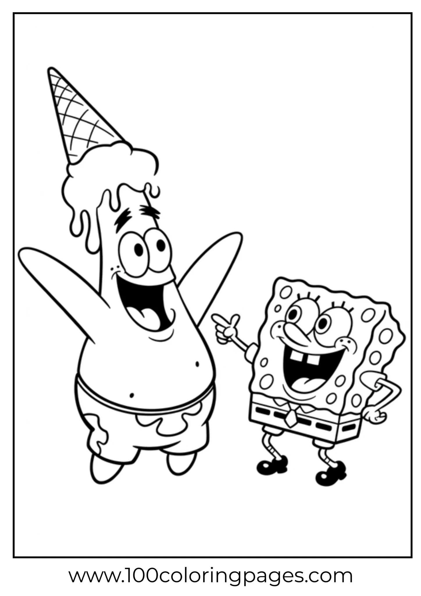SpongeBob and Patrick smiling, ready to color