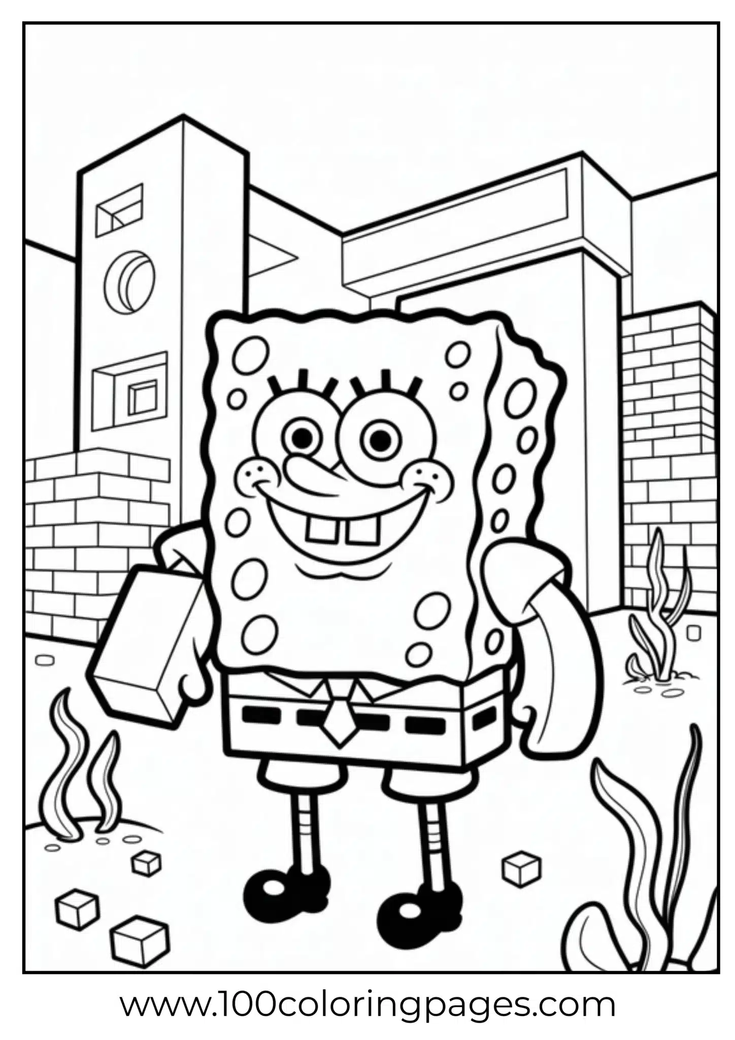 SpongeBob SquarePants smiling in Bikini Bottom scene