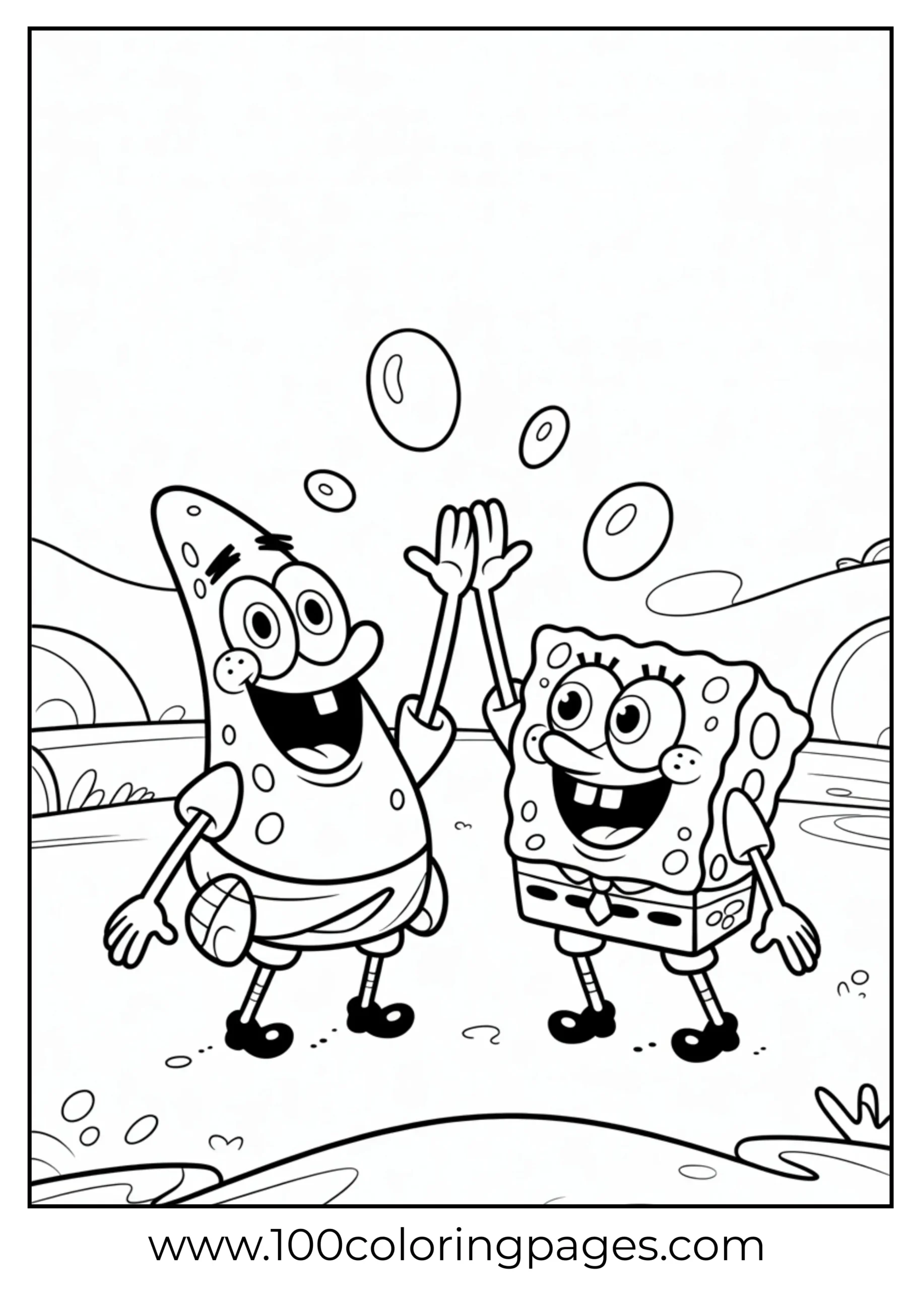 SpongeBob and Patrick giving each other a high‑five