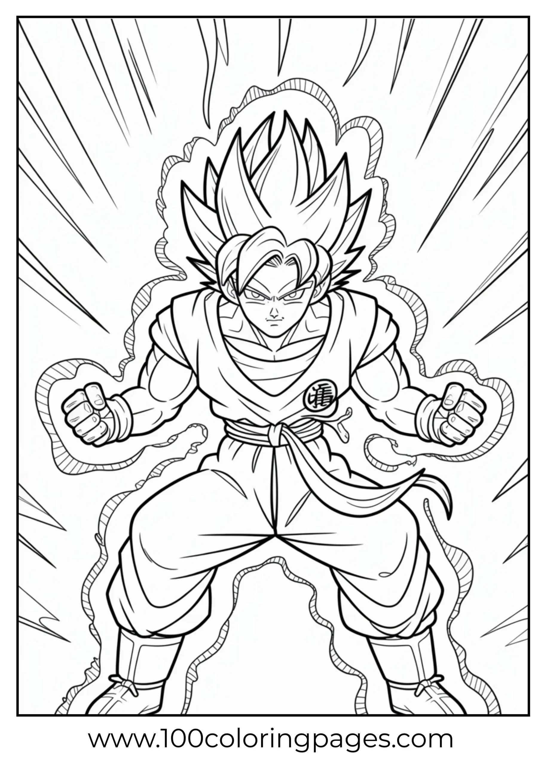 Goku powering up Super Saiyan coloring page
