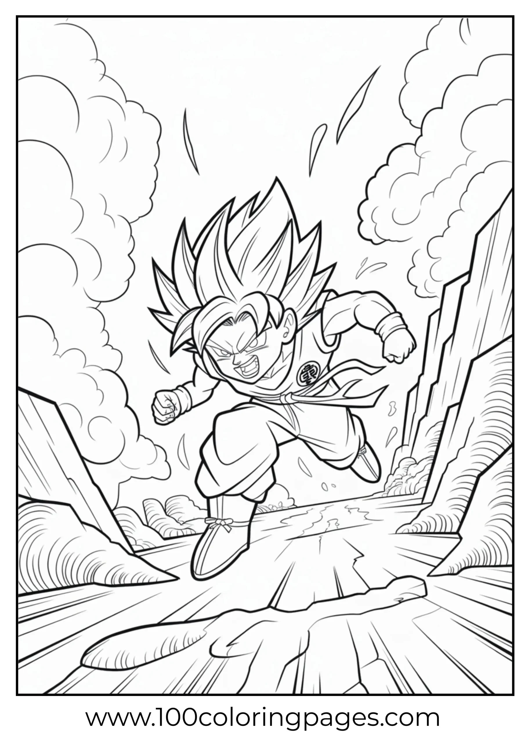 Super Saiyan Goku running coloring page