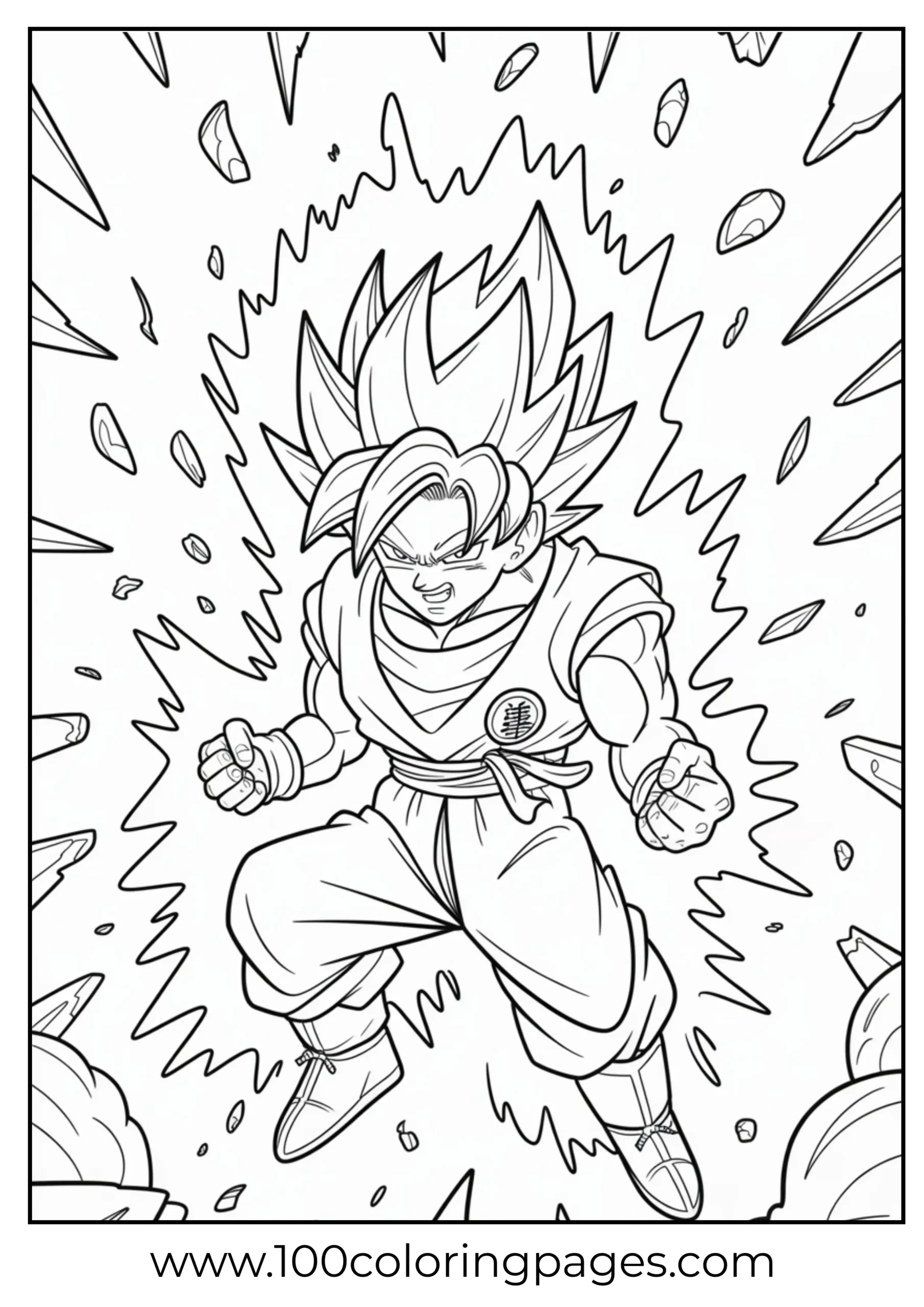 Goku Super Saiyan transformation coloring page