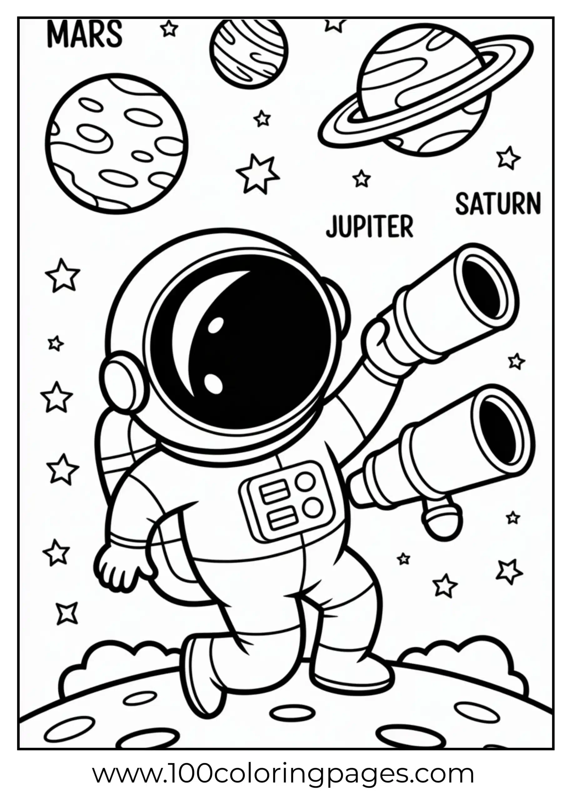 Astronaut with star map coloring page