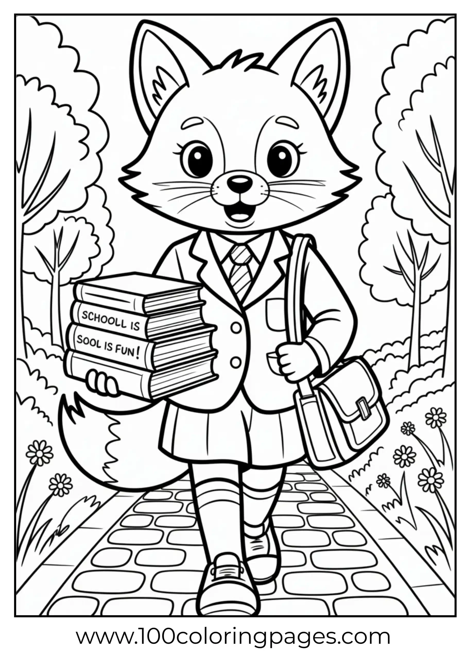 Fox school student walking with books