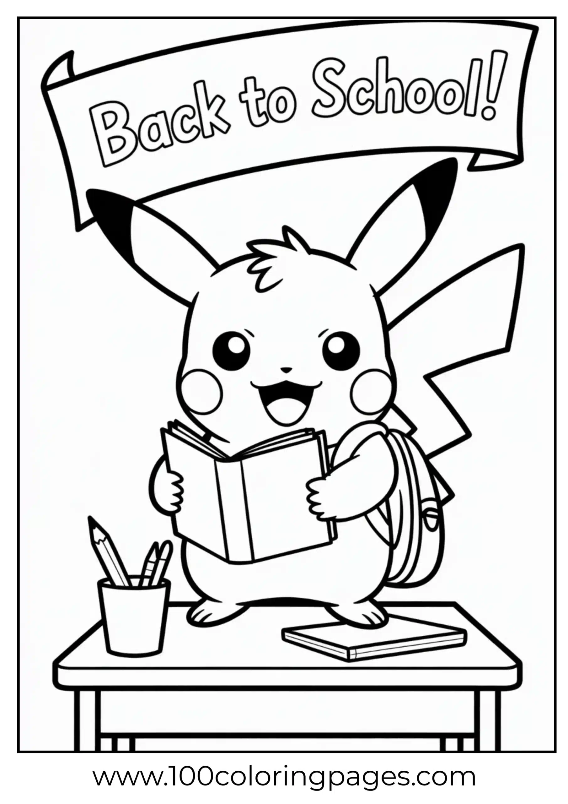Pikachu with pencil and book