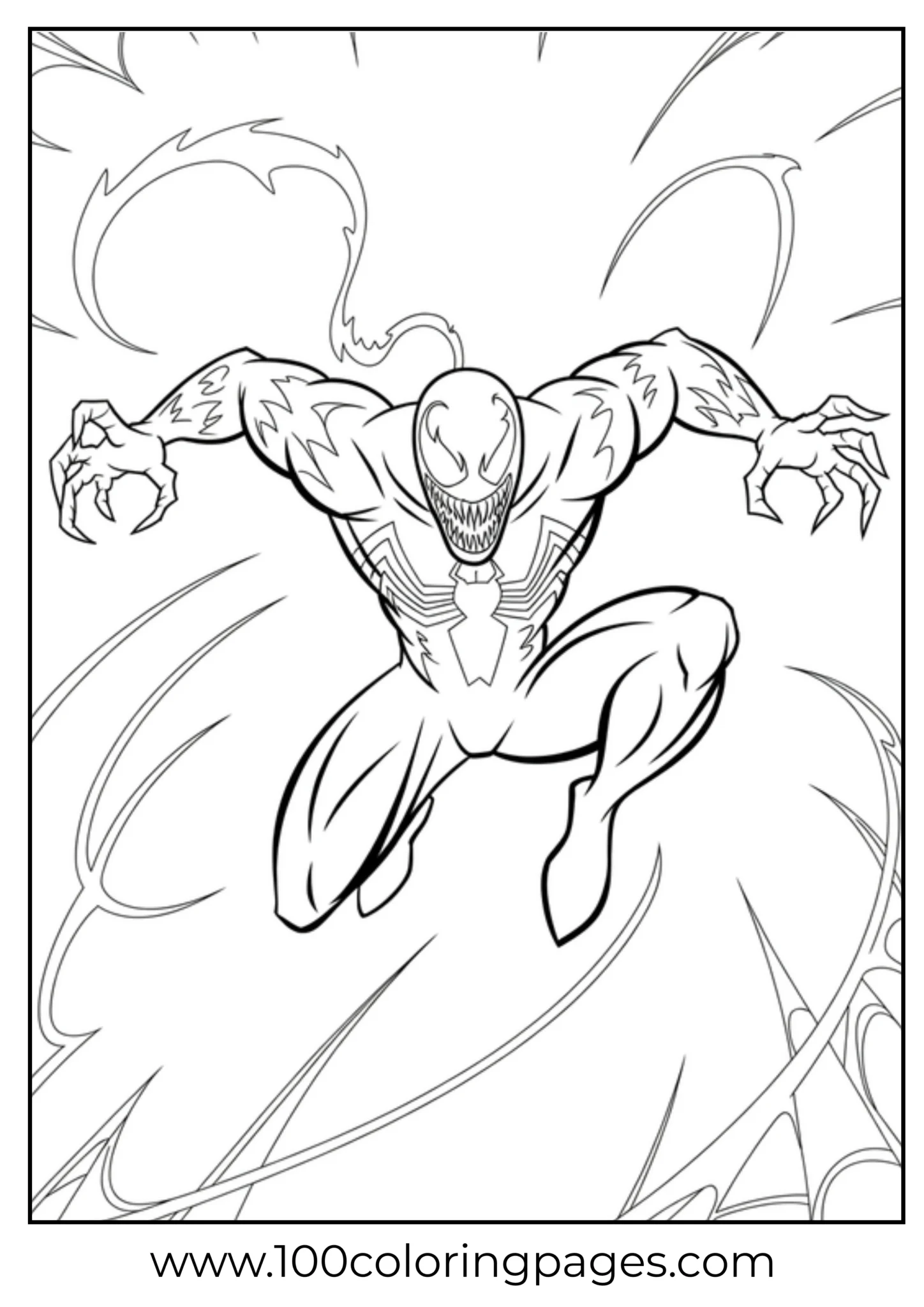 Superhero leaping forward with muscular arms and a menacing look