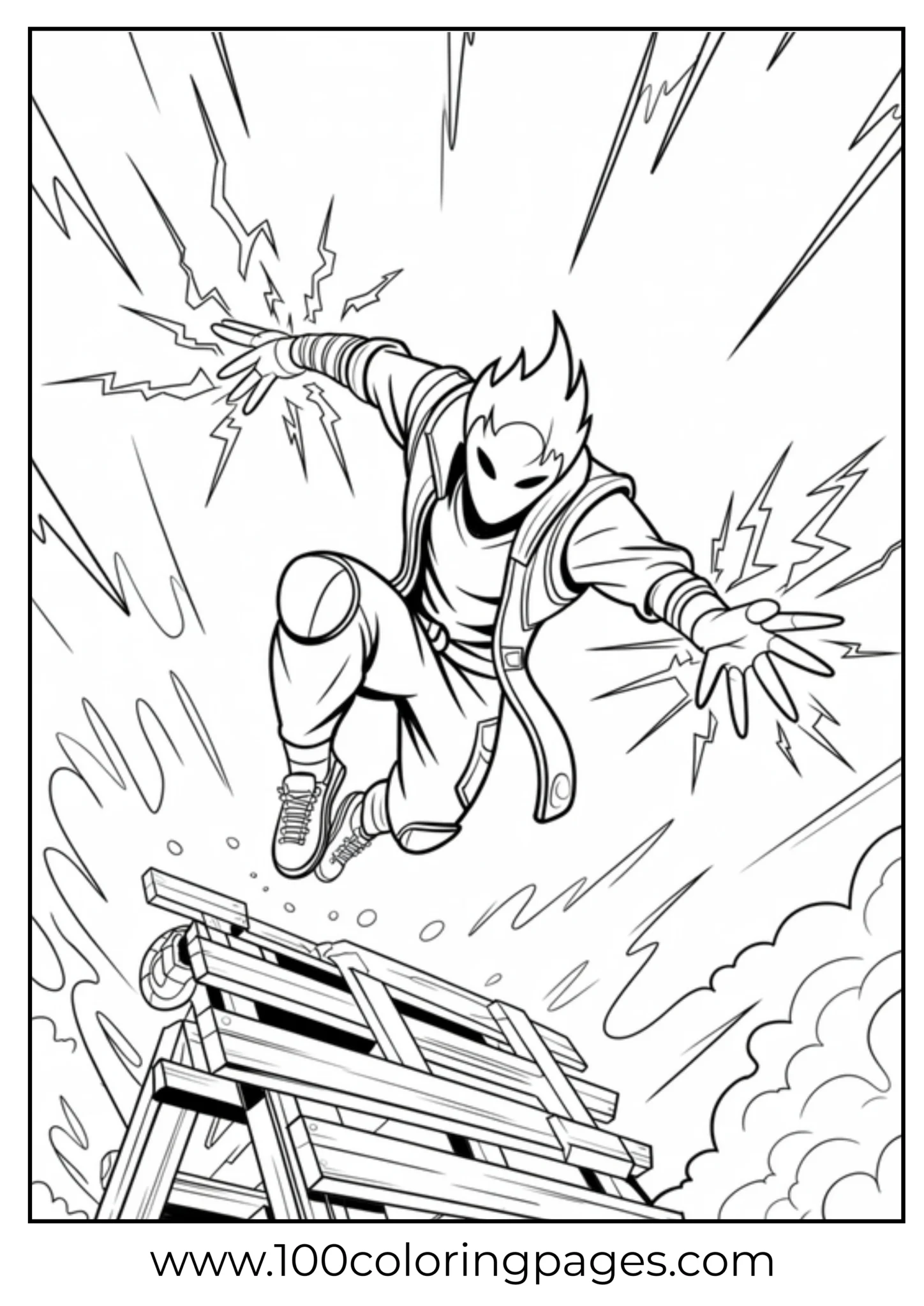 Superhero landing dynamically from ladder in action pose