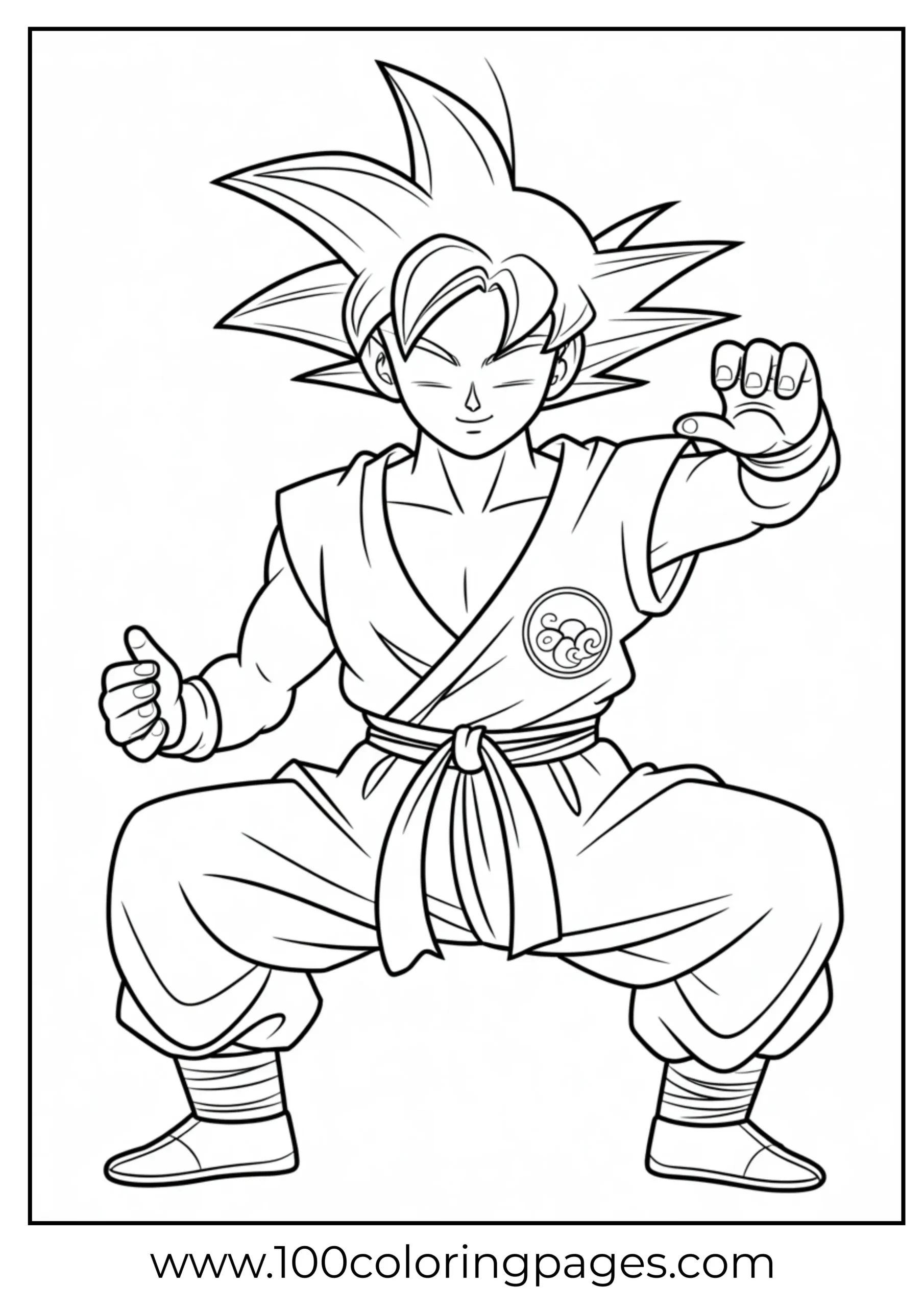 Goku practicing Tai Chi coloring page