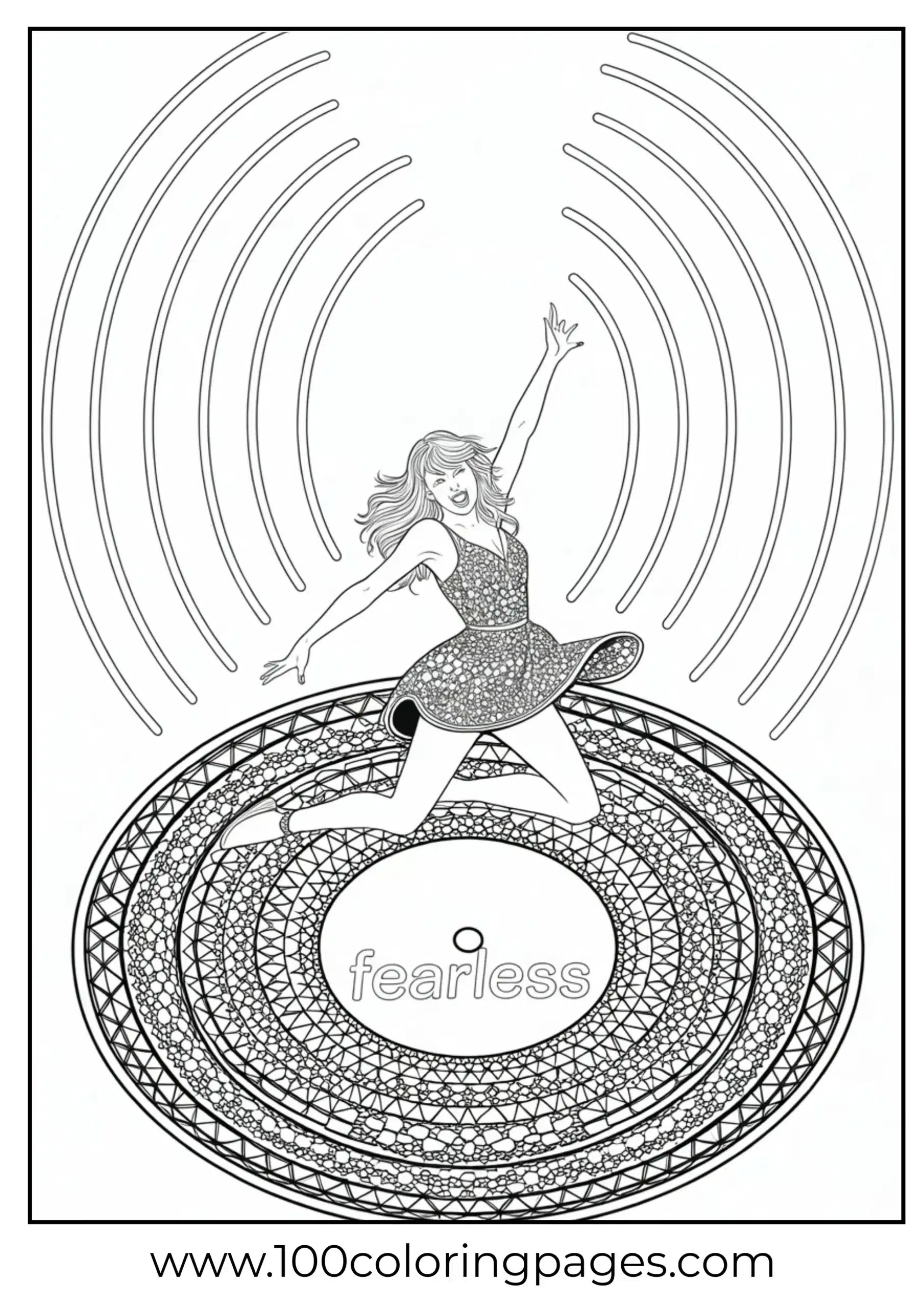 Taylor Swift dancing on record coloring page
