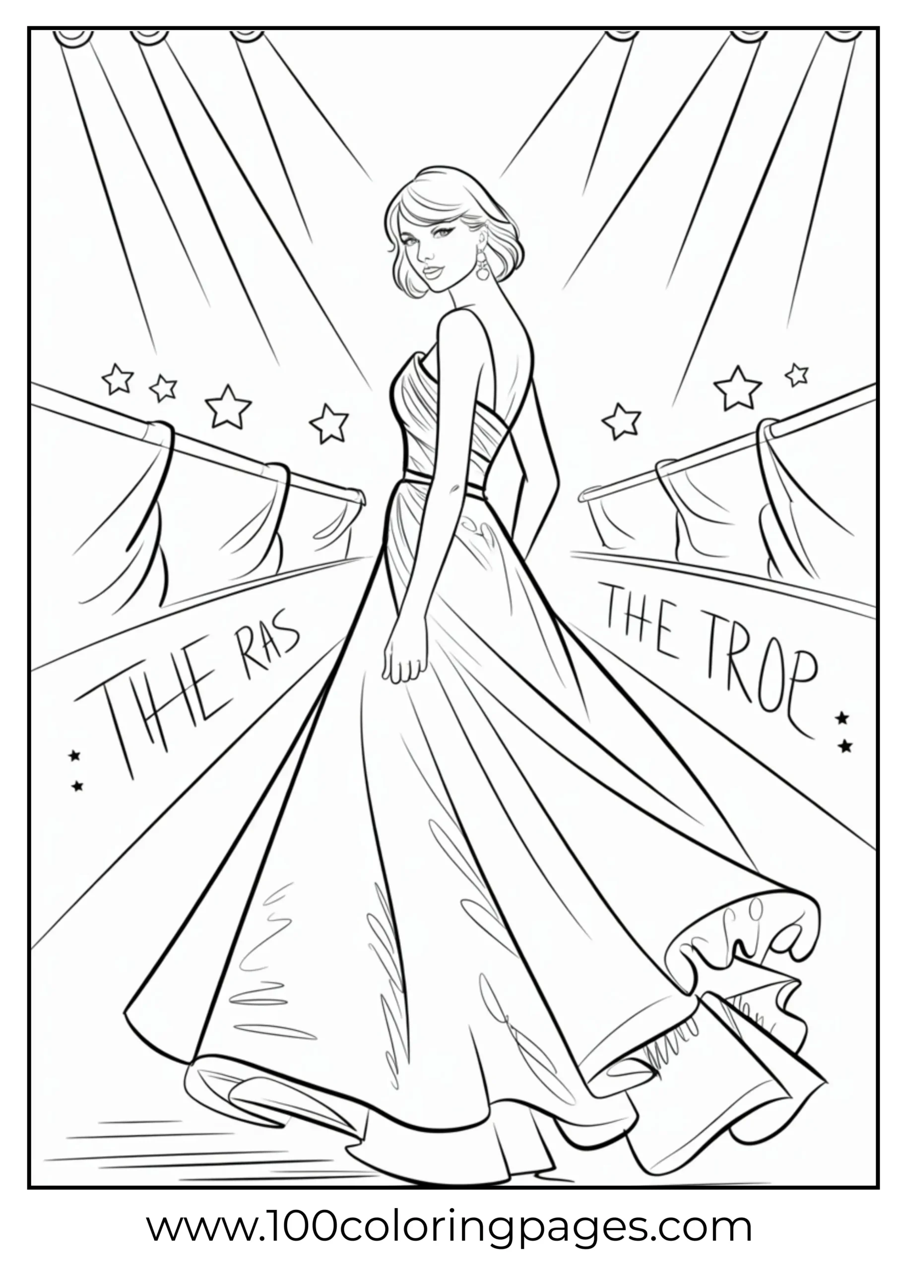 Taylor Swift fashion sketch coloring page