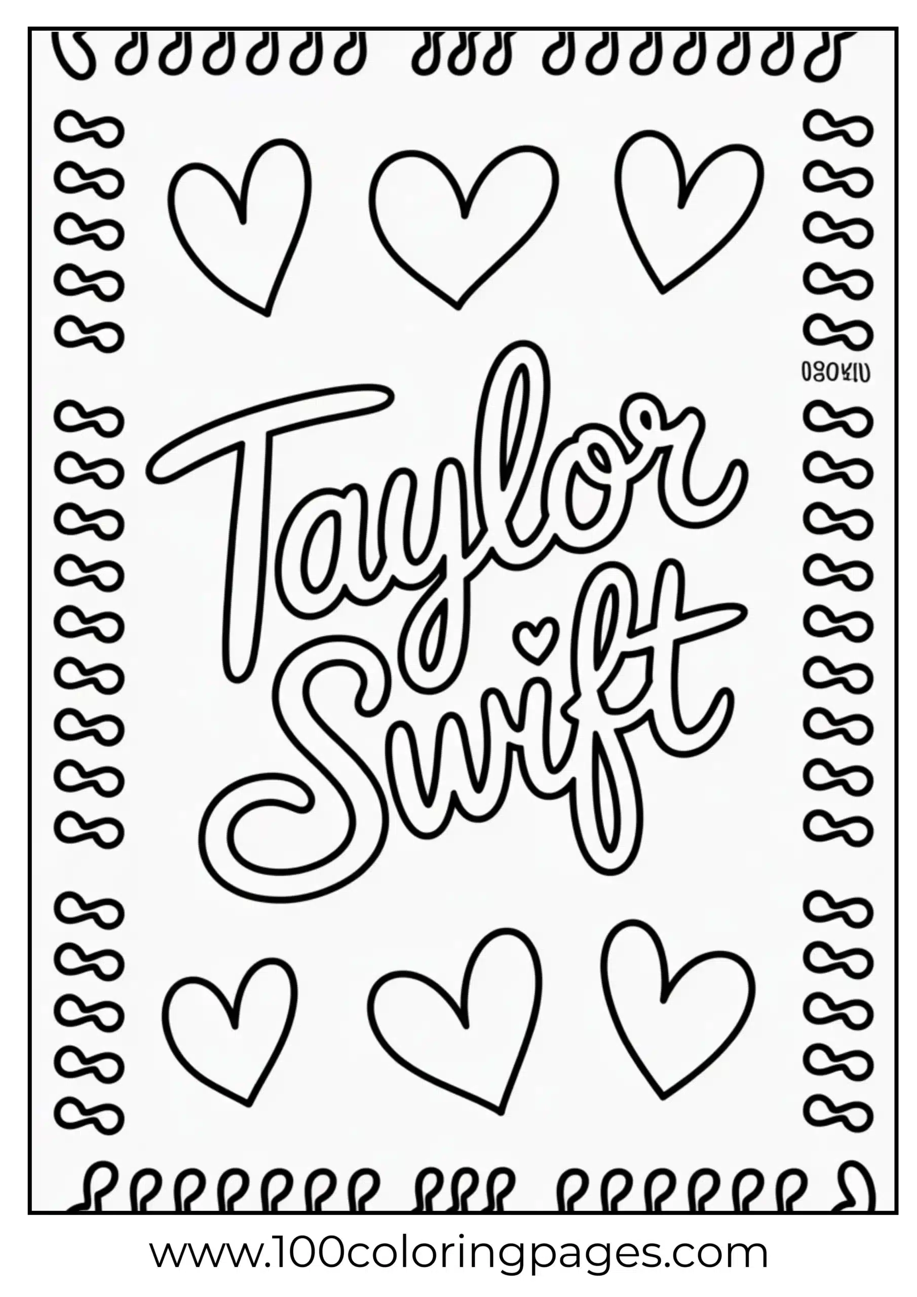 Taylor Swift signature doodle logo coloring page