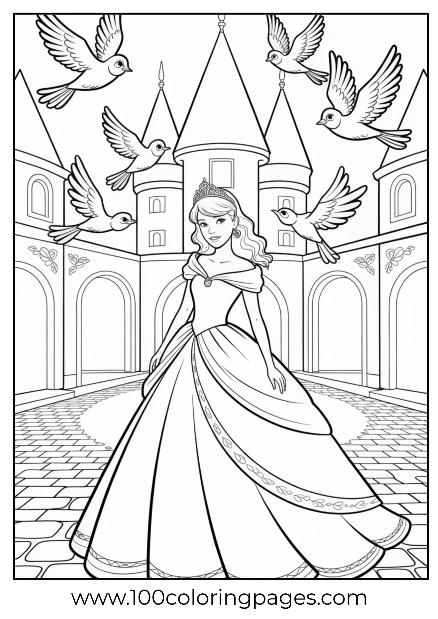 Taylor Swift as fairy tale princess coloring page