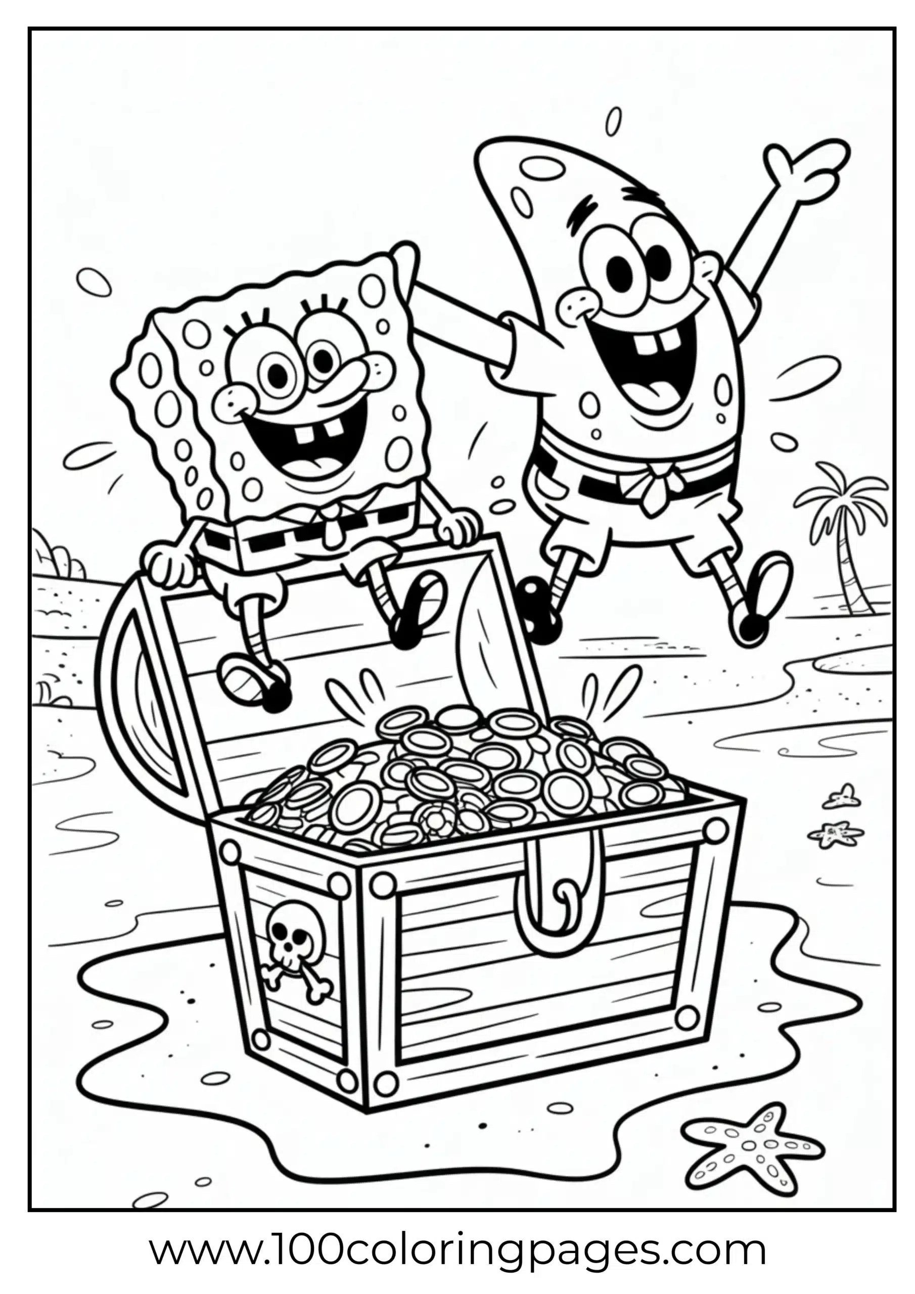 SpongeBob and Patrick popping from treasure box