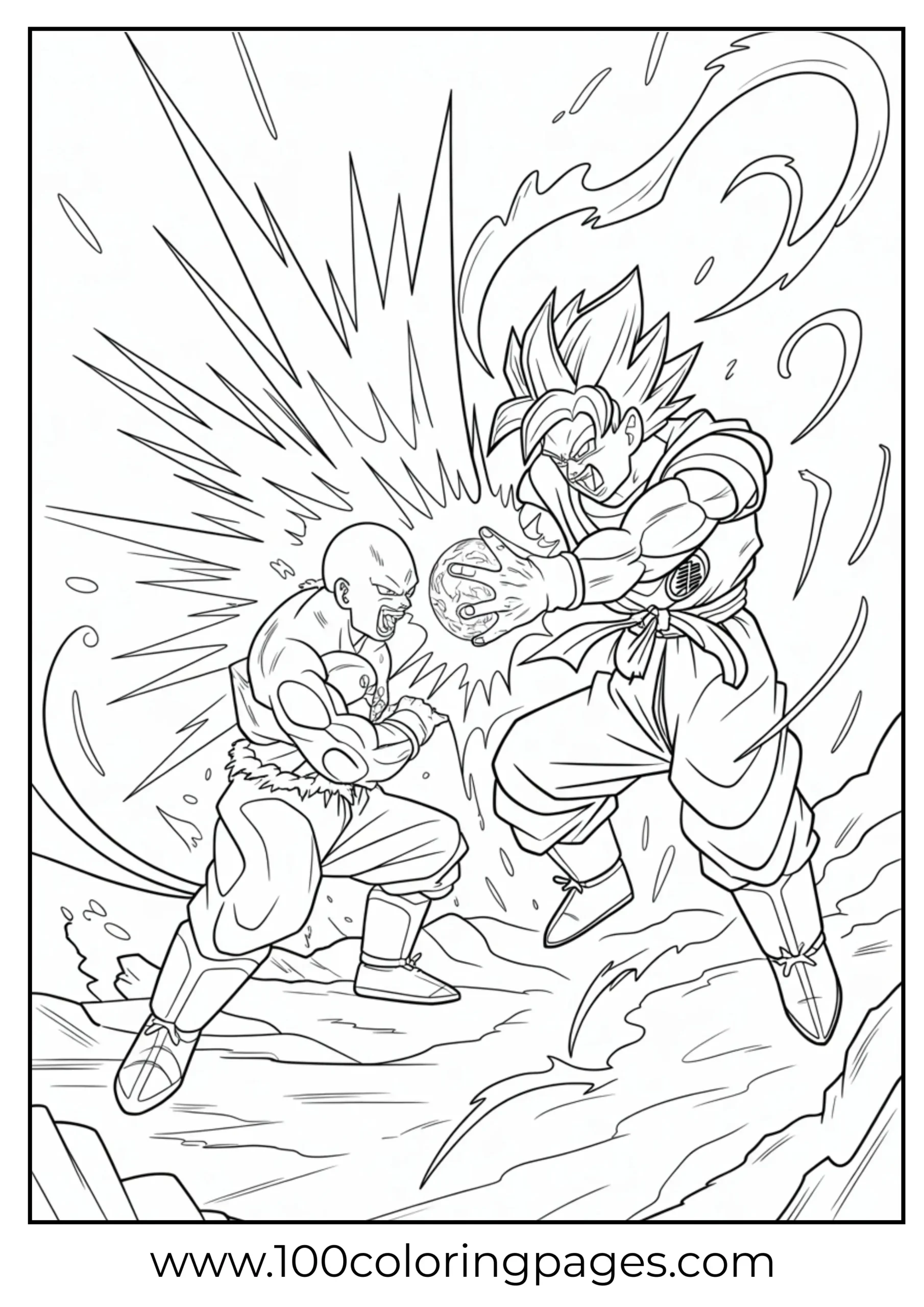 Goku firing Ultra Instinct Kamehameha coloring page