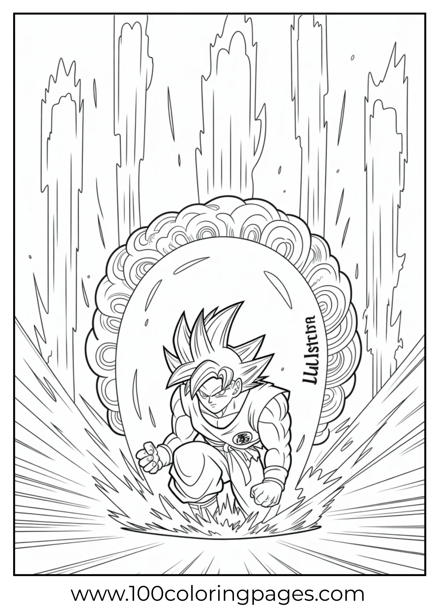 Ultra Instinct dome aura Goku coloring page
