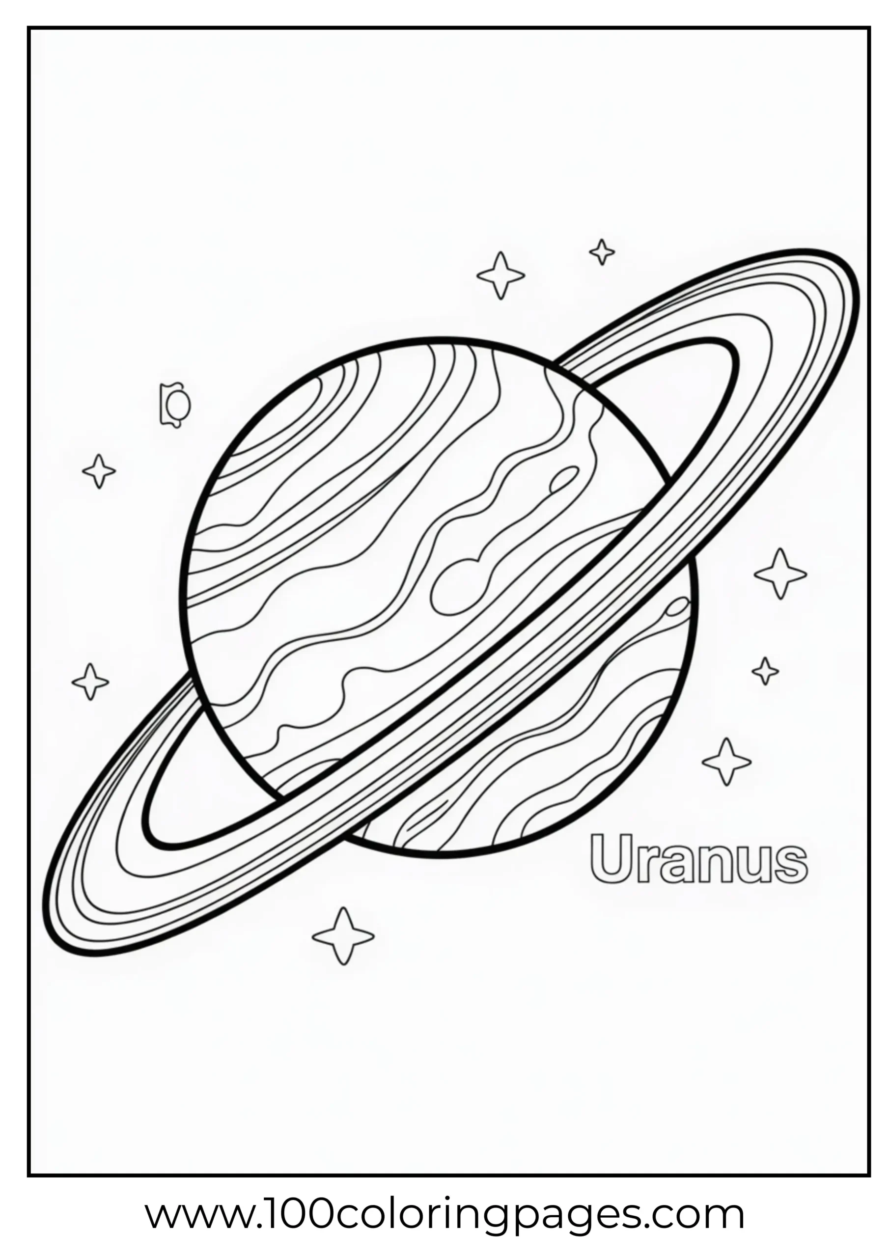 Uranus with rings coloring page
