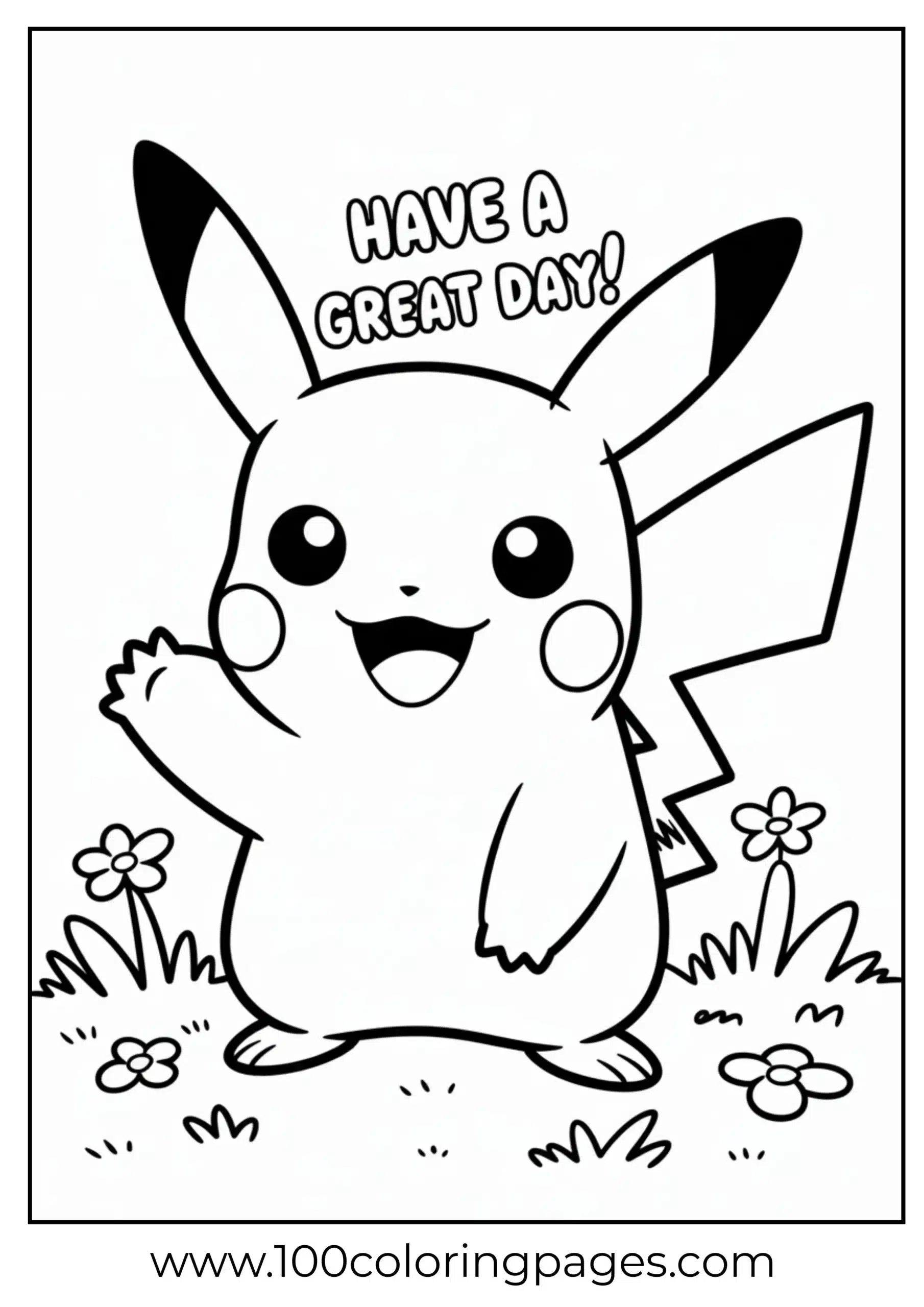 Pikachu waving friendly with smile