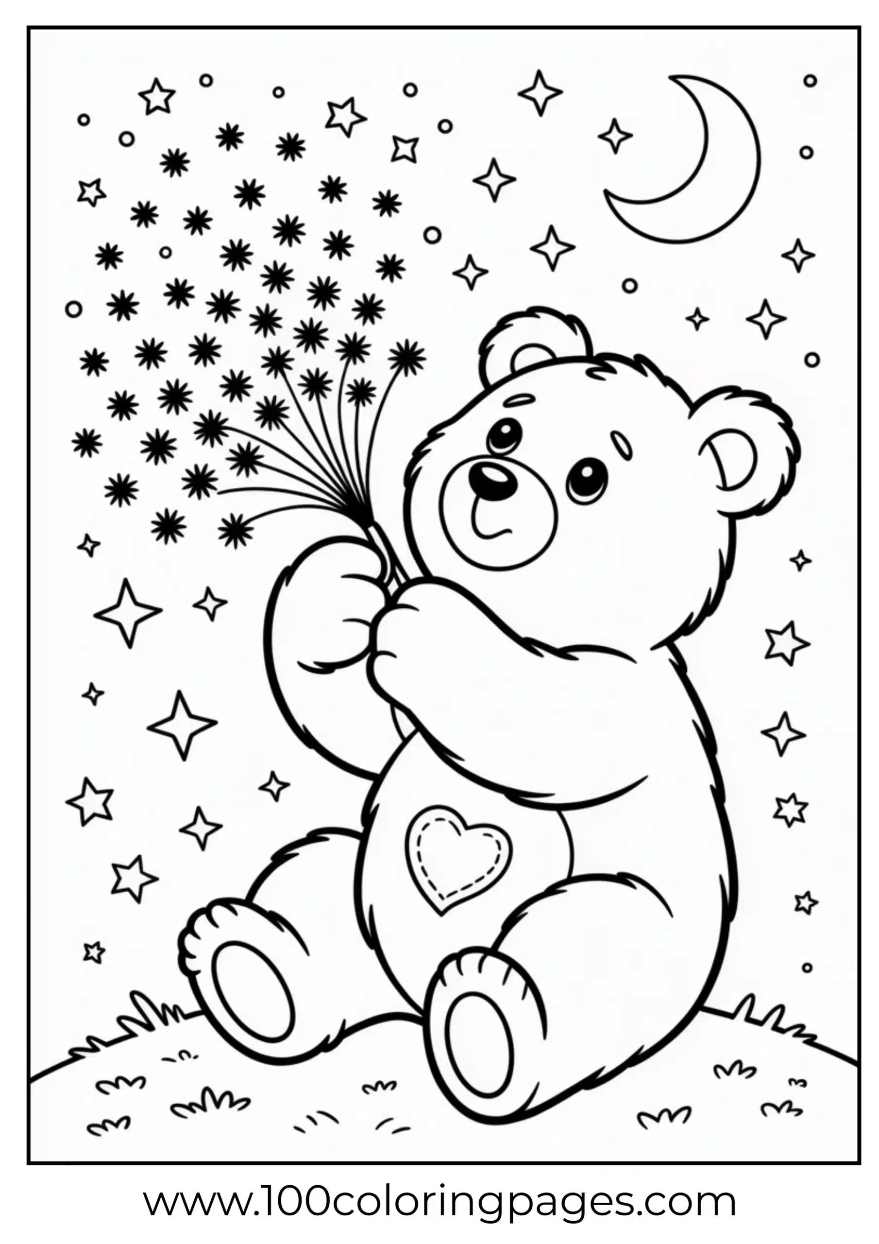 Wish Bear making wishes coloring page