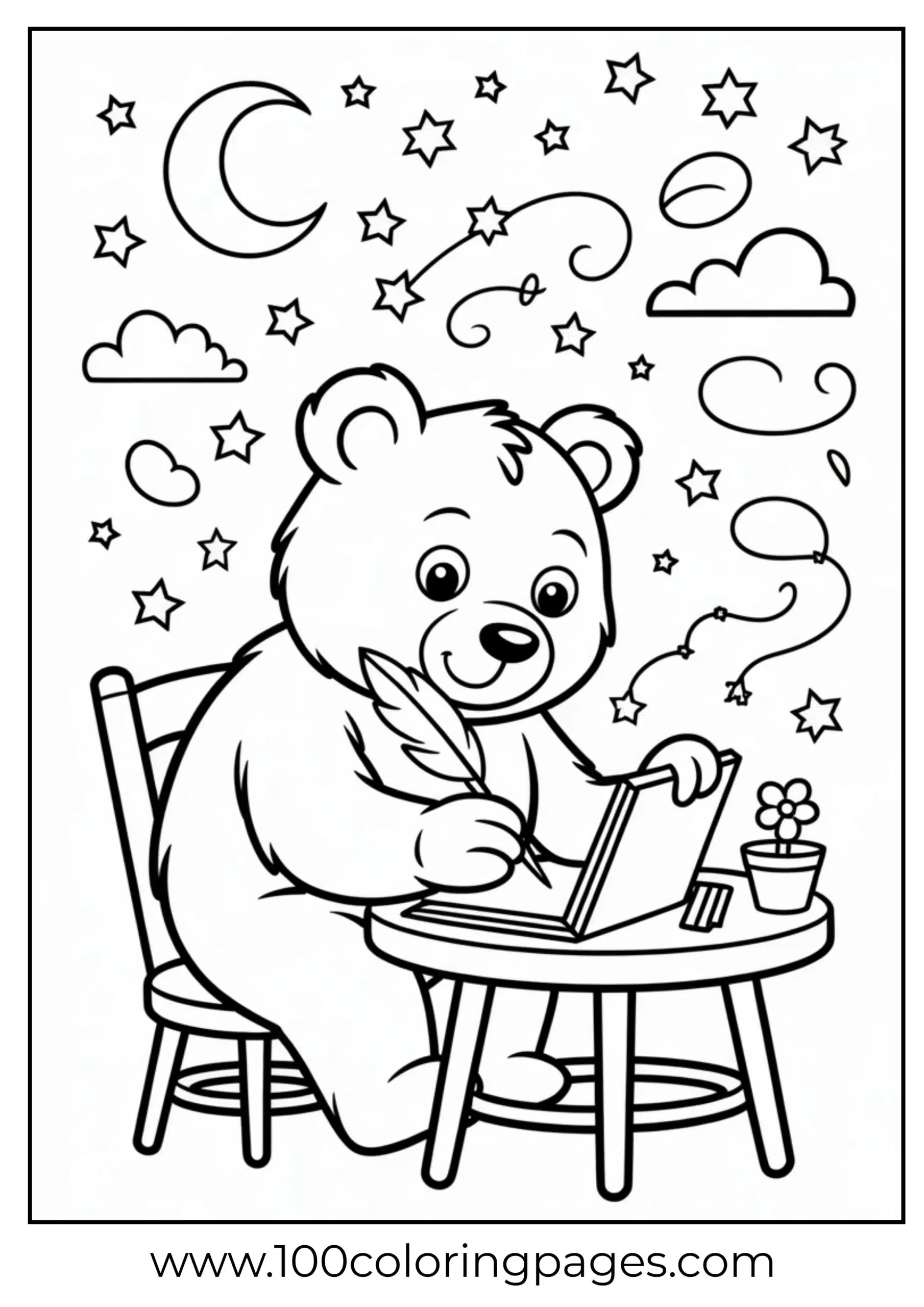 Wish Bear journaling coloring page