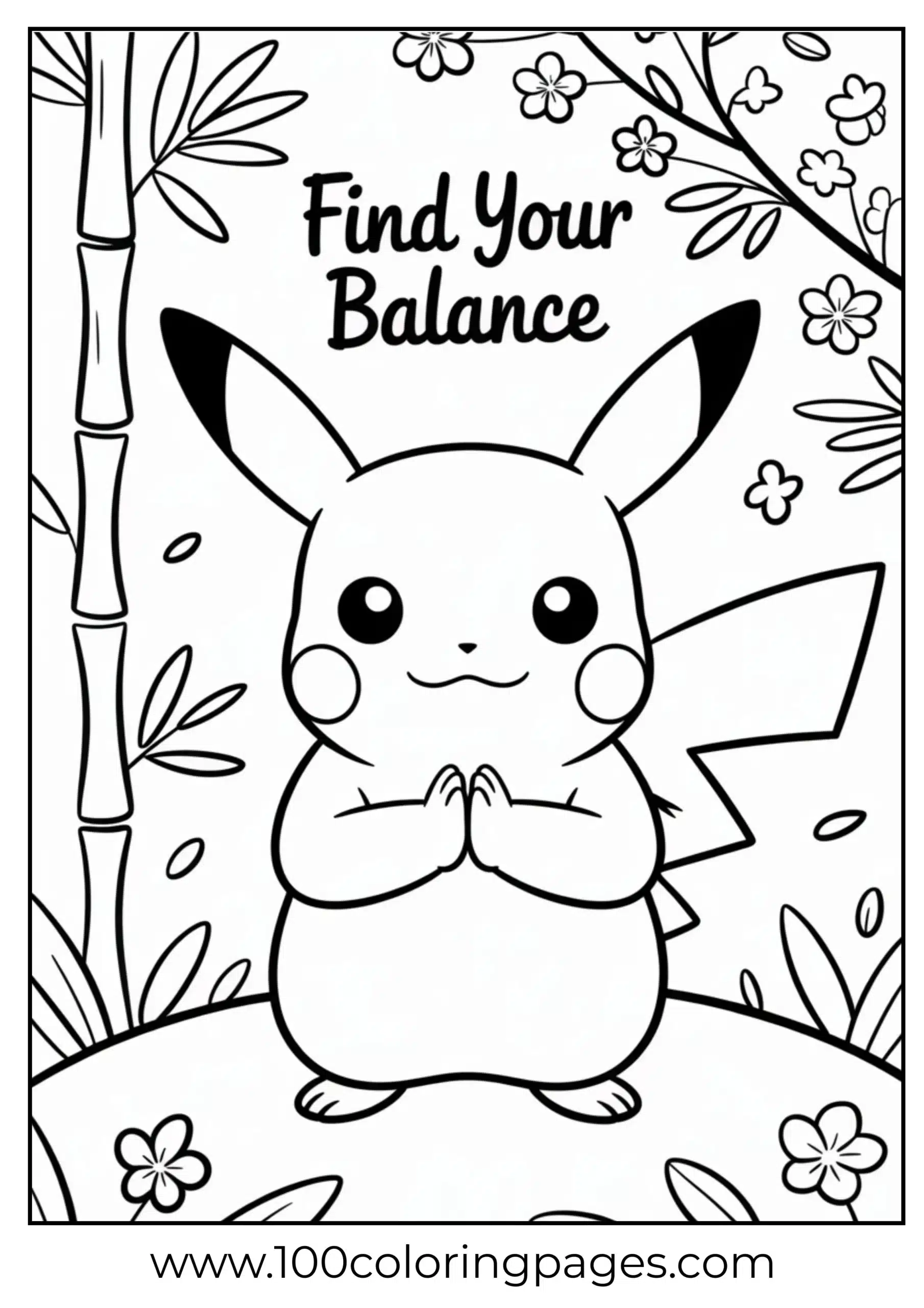 Pikachu doing calm yoga pose