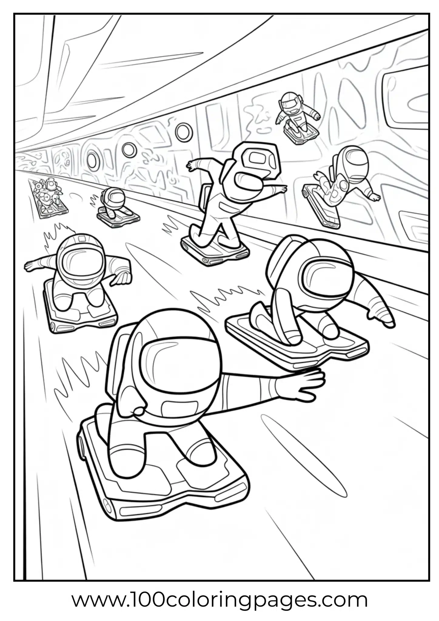 crewmates zooming on hoverboards