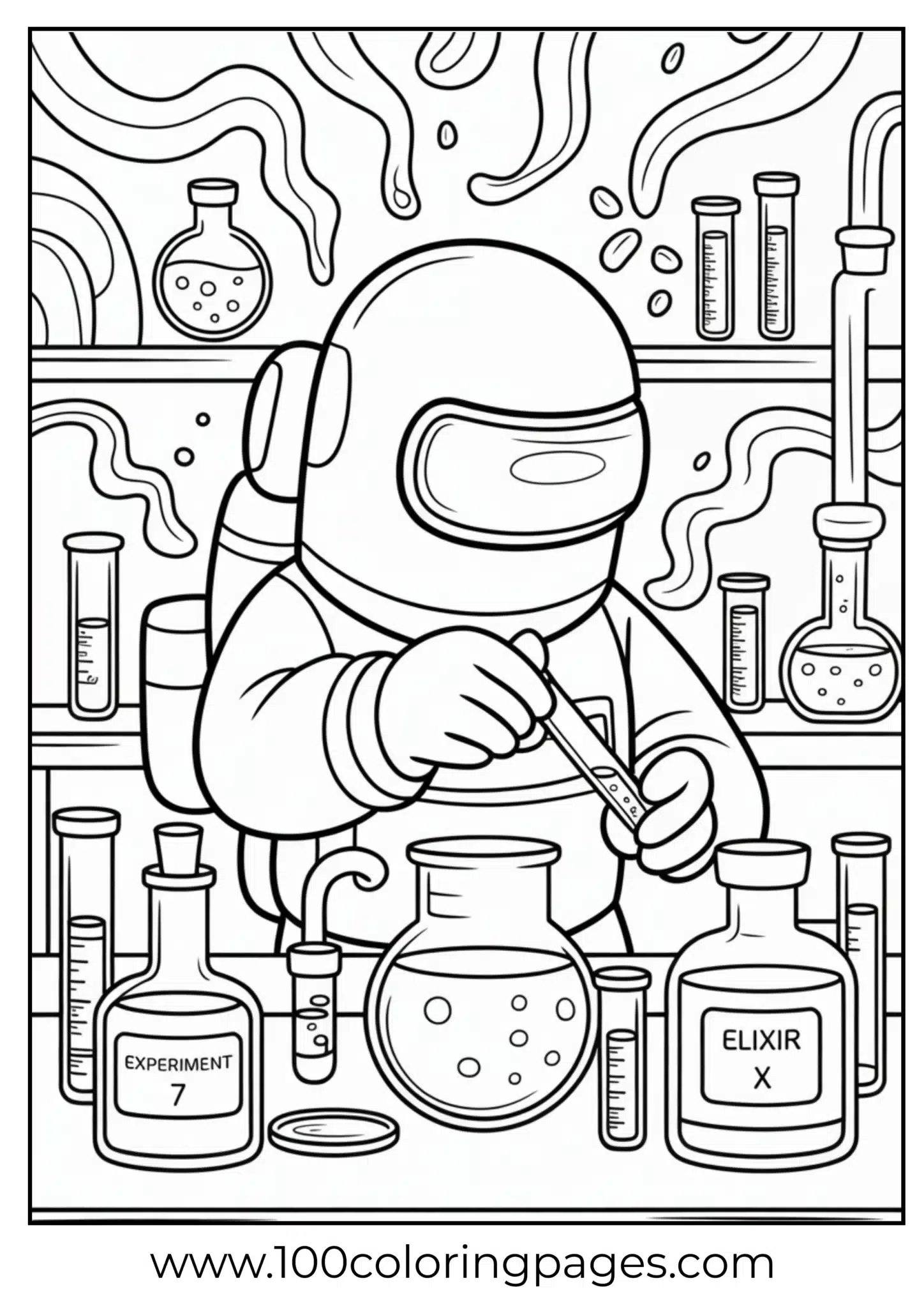 crewmate surrounded by lab tools