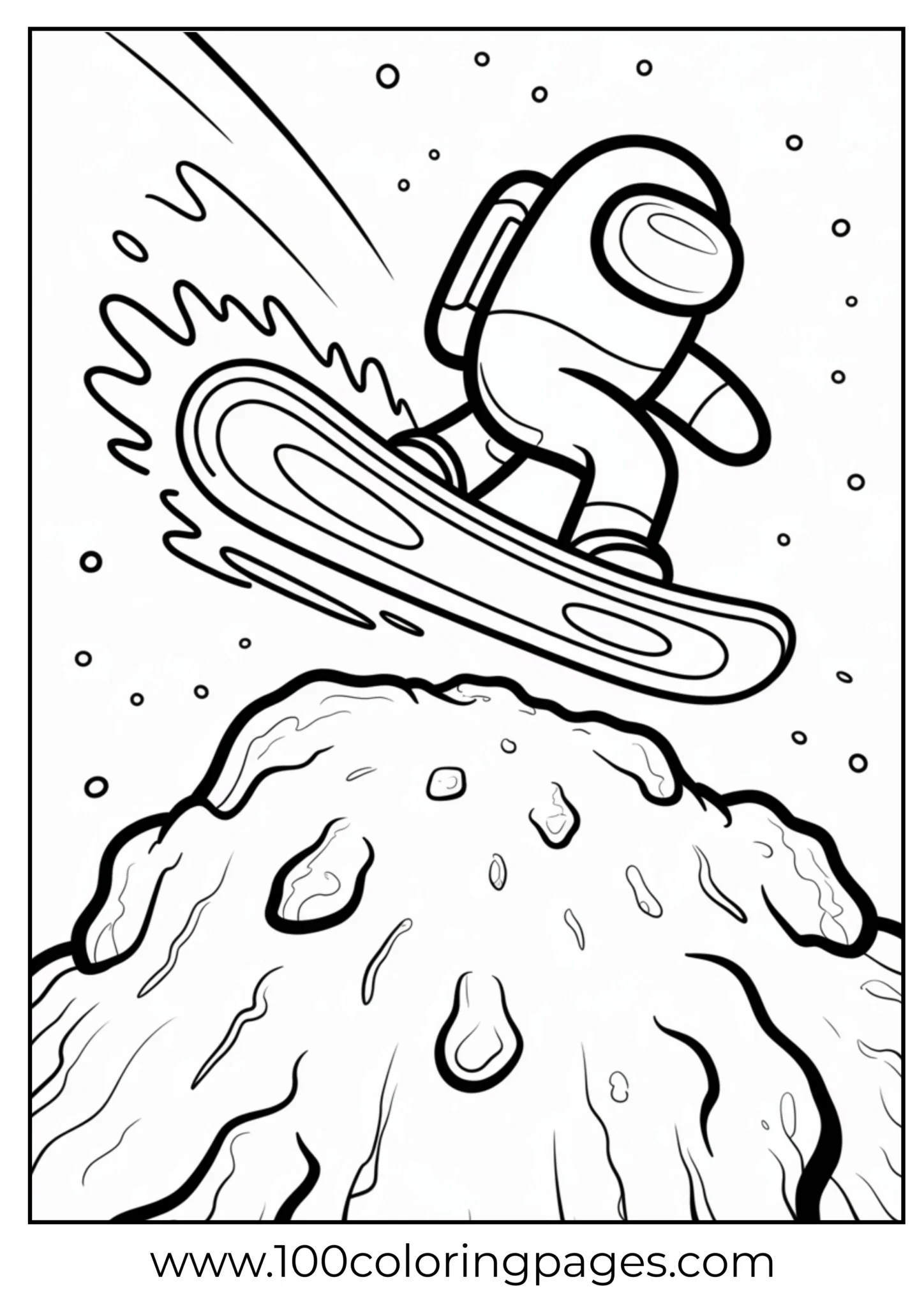 crewmate snowboarding on rocky hill