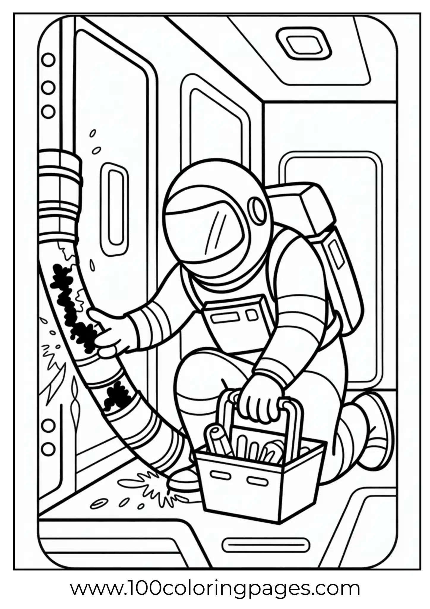 crewmate with toolbox near damaged pipe