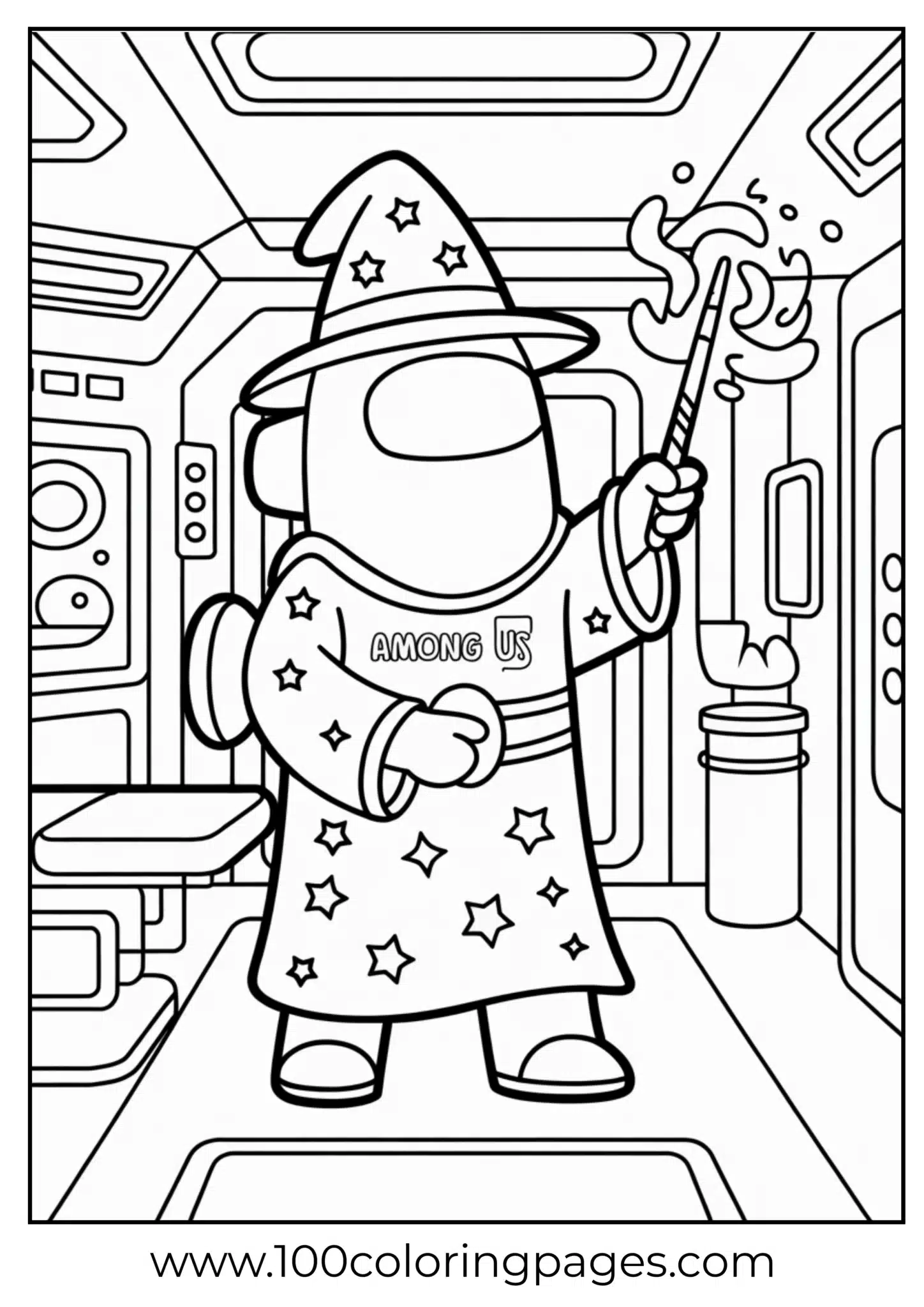 crewmate in cloak holding wand