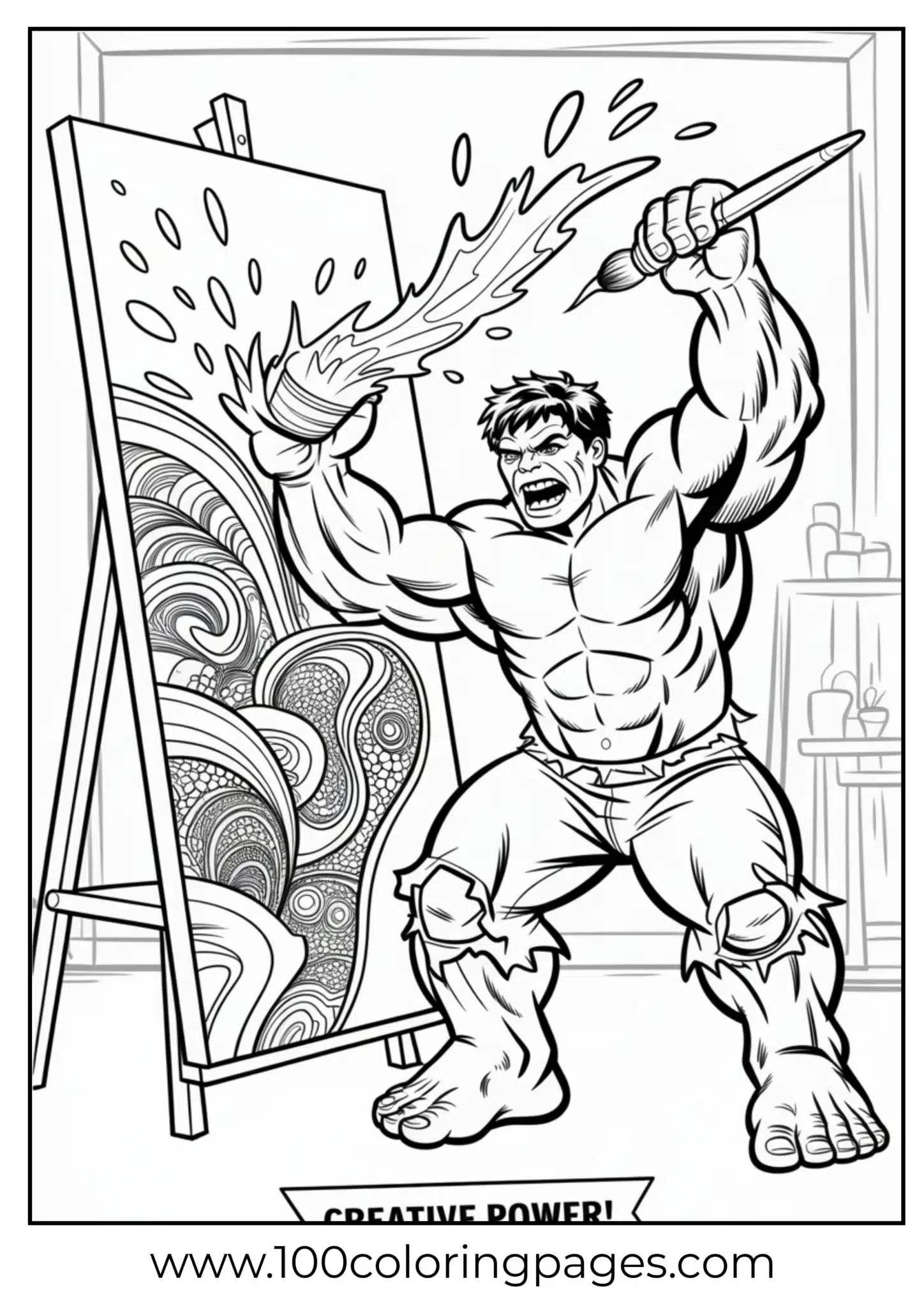 Hulk painting canvas coloring page