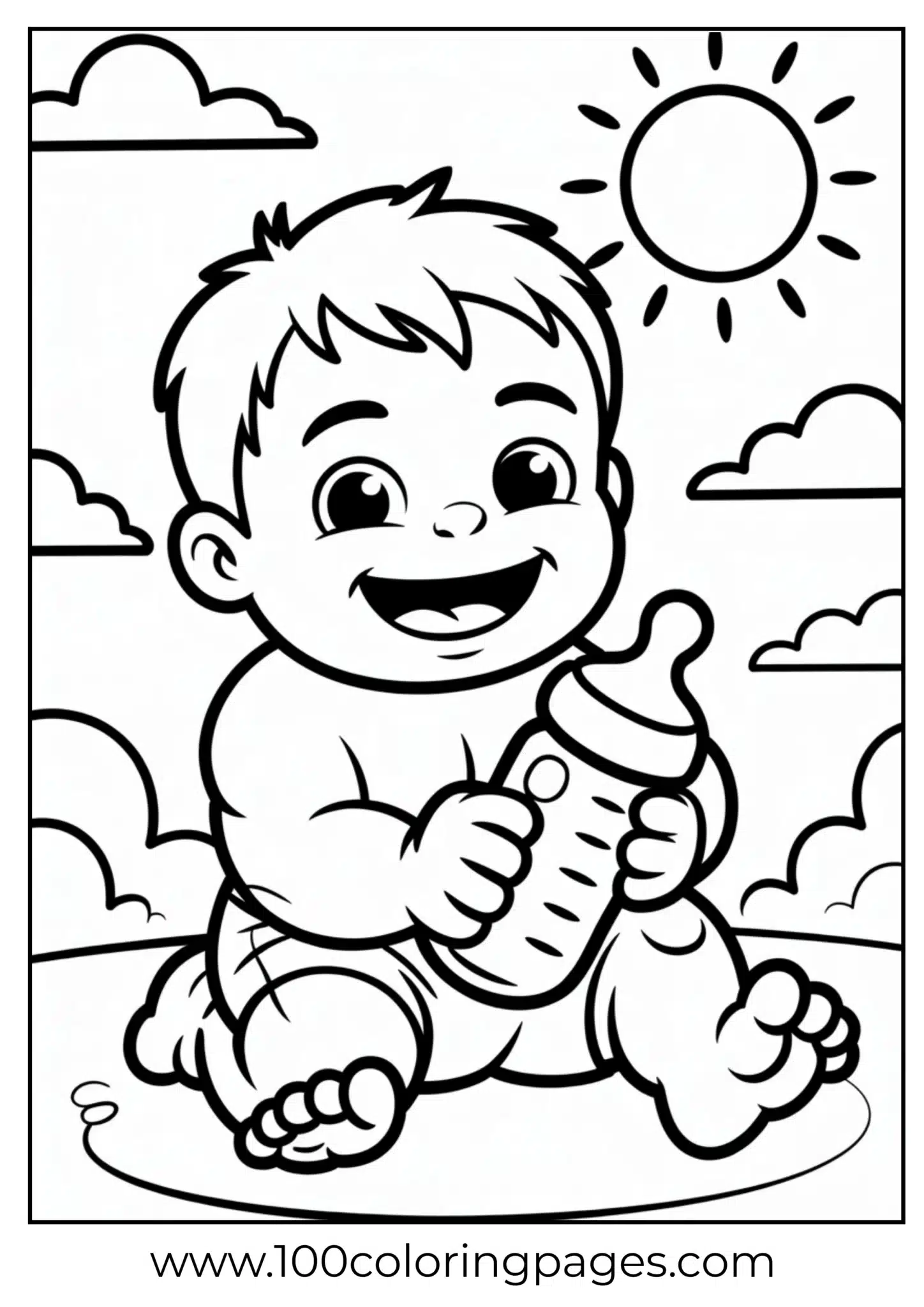 Baby Hulk holding bottle coloring page