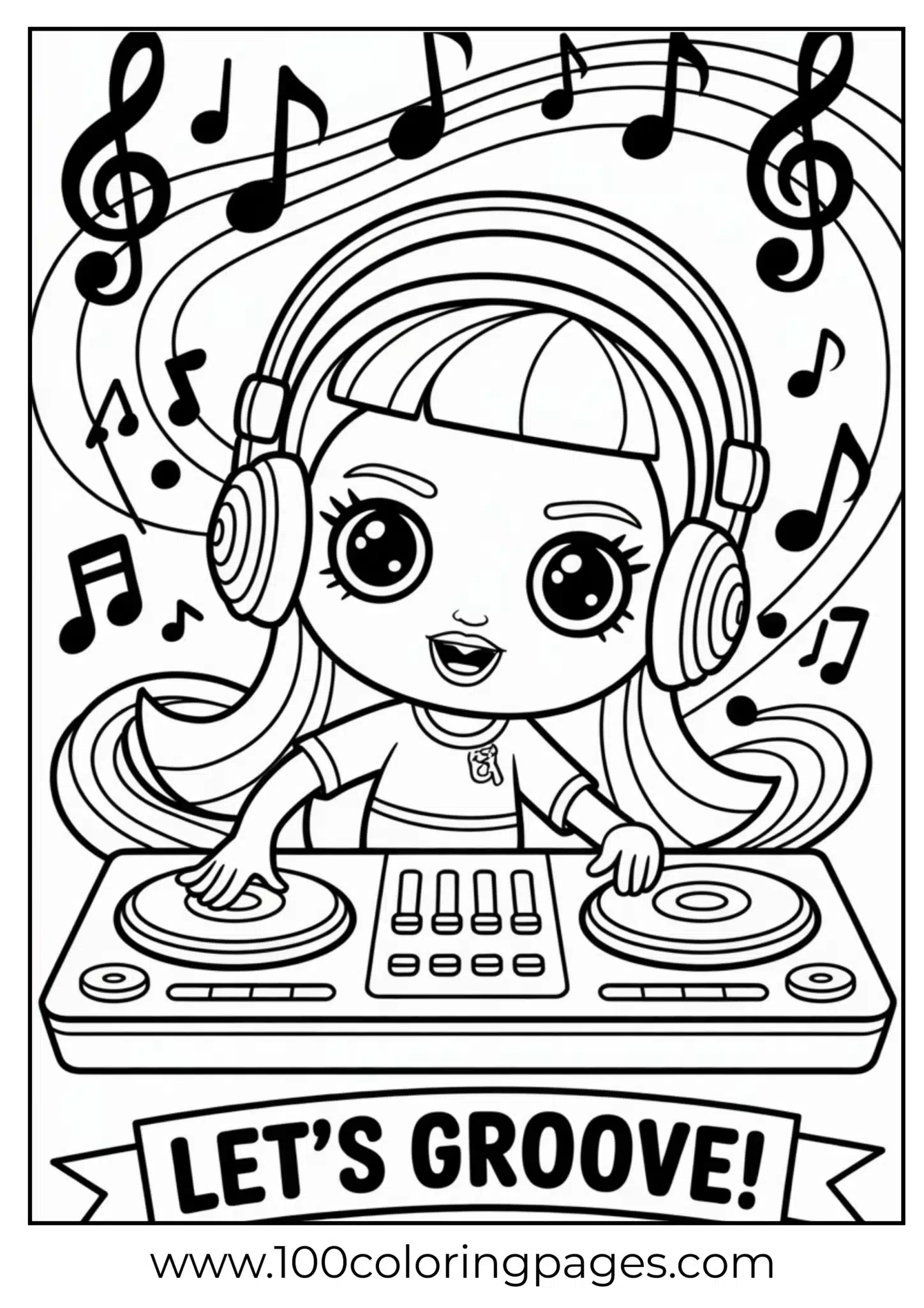 Bratz DJ music coloring page