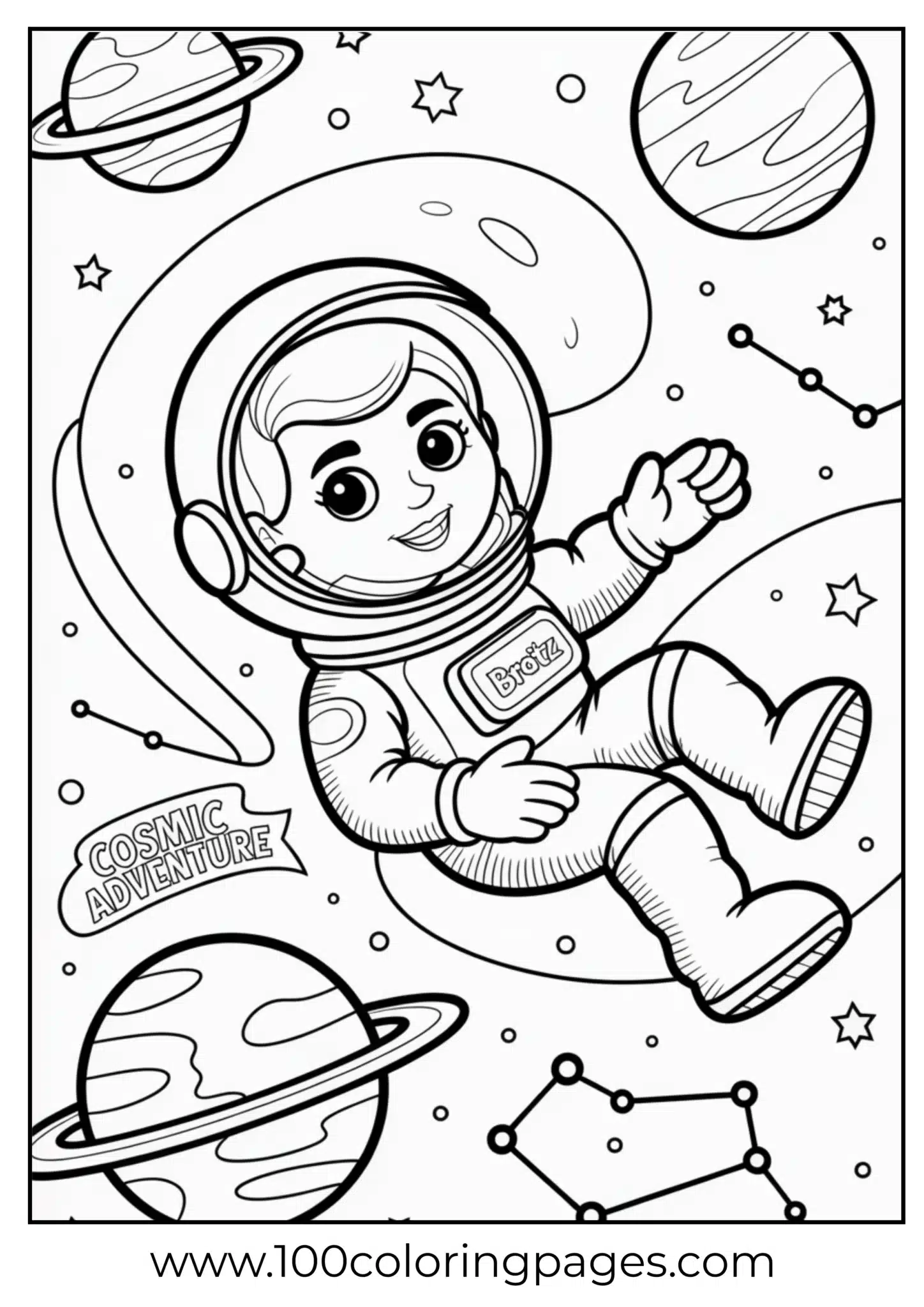 Bratz in space suit coloring page