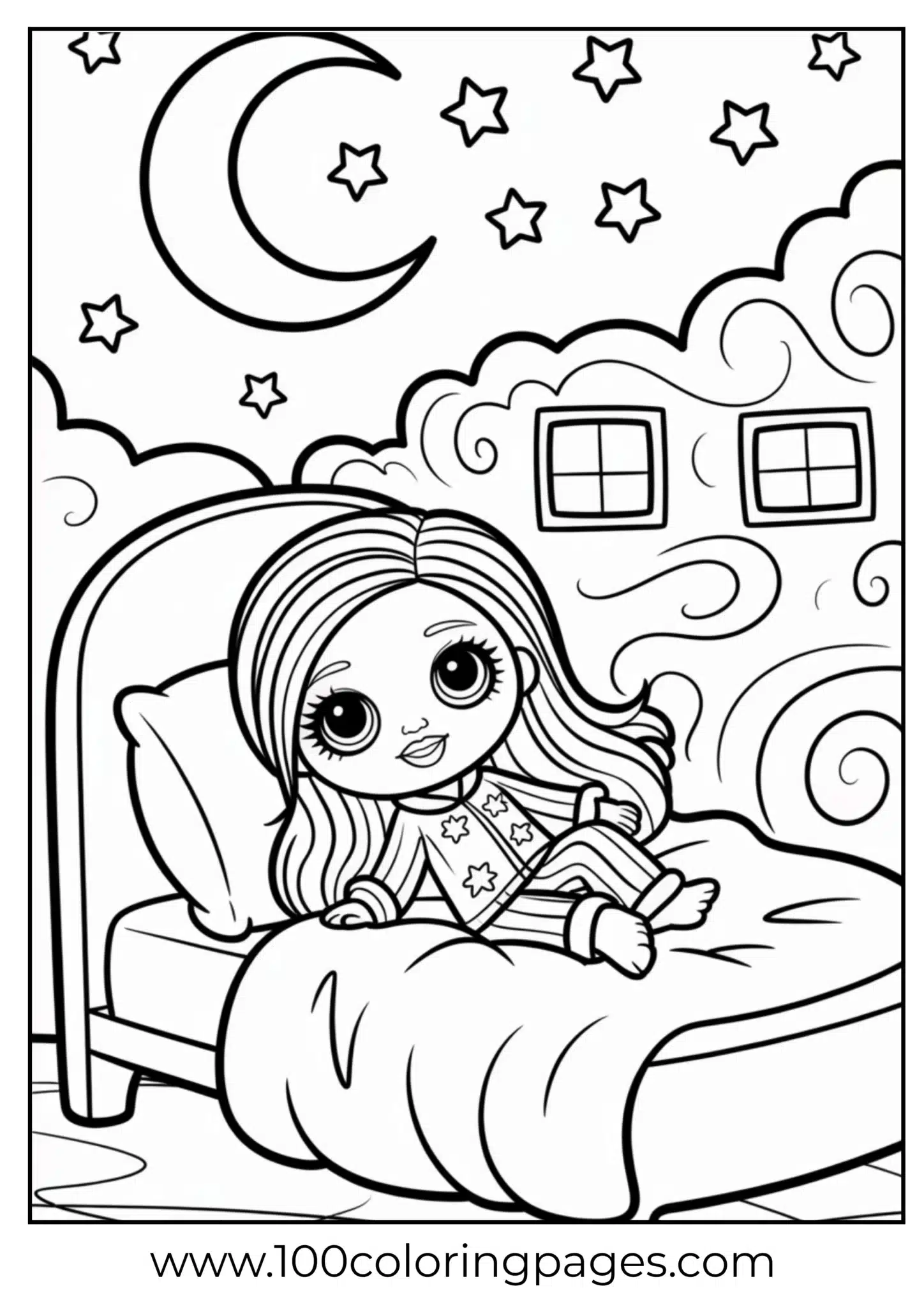 Bratz in pajamas coloring page