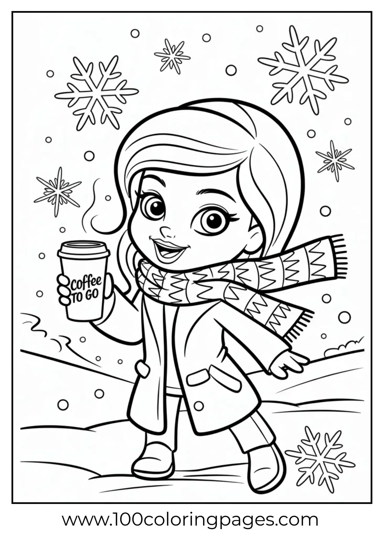 Bratz in winter coat coloring page